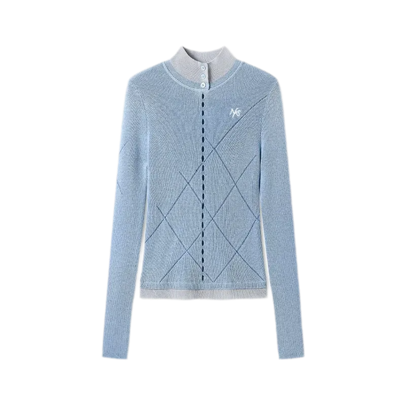 Glossy Openwork Knit Top