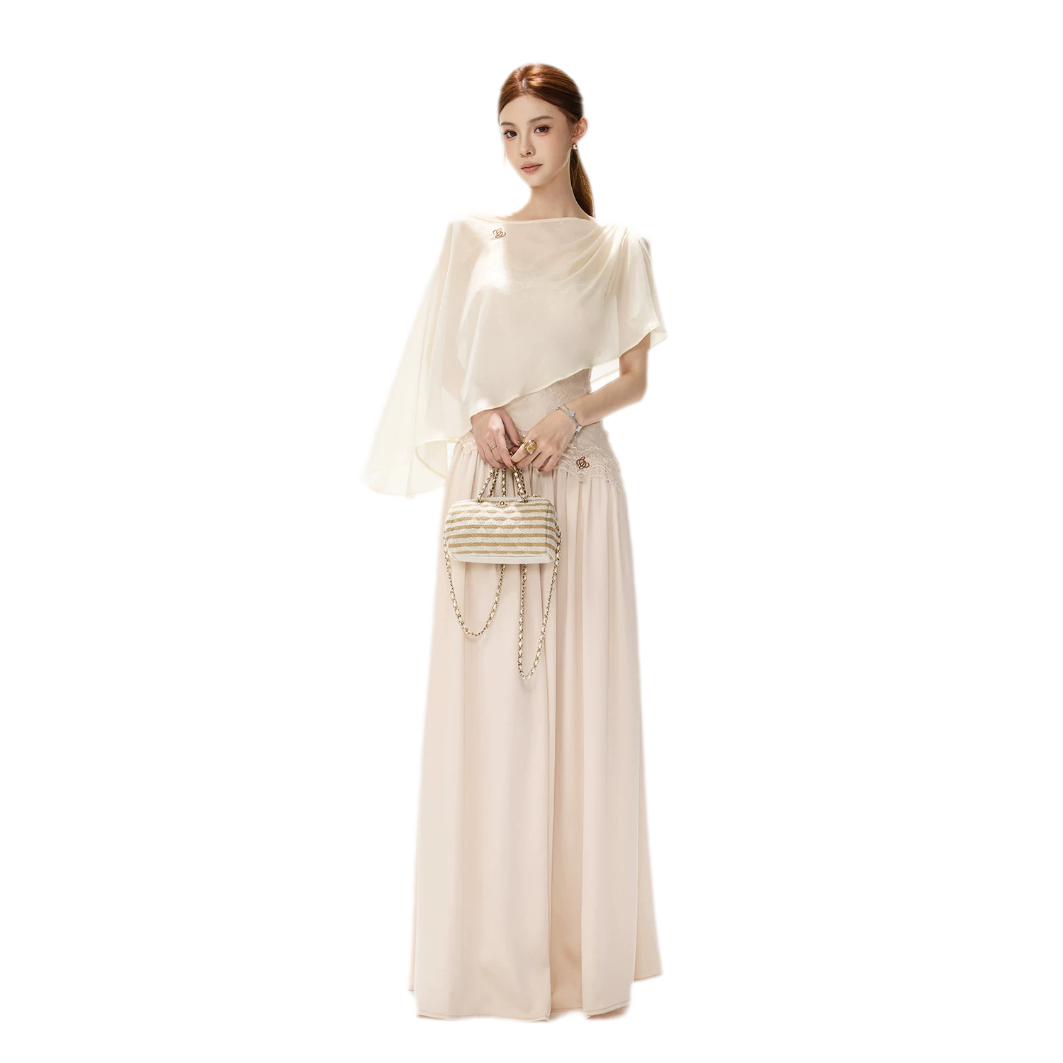 Lace Backless Satin Dress