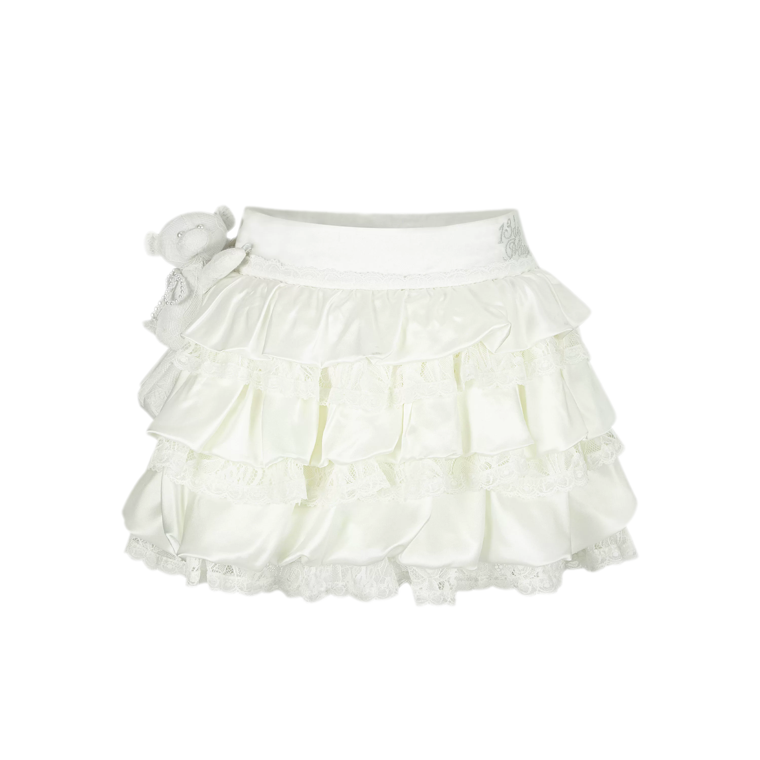 Lace Bear Puff Mini Skirt