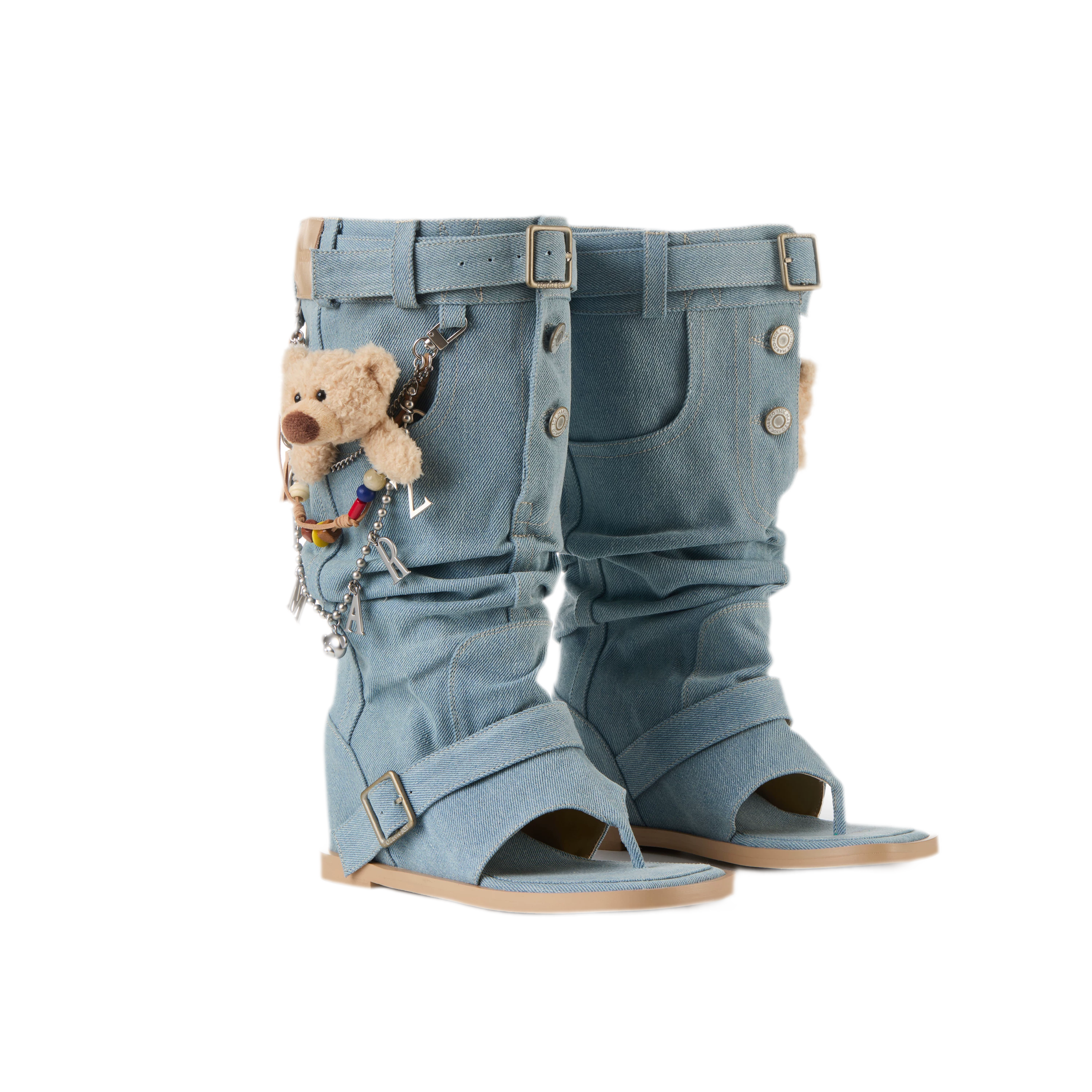 Denim Bear Platform Sandals