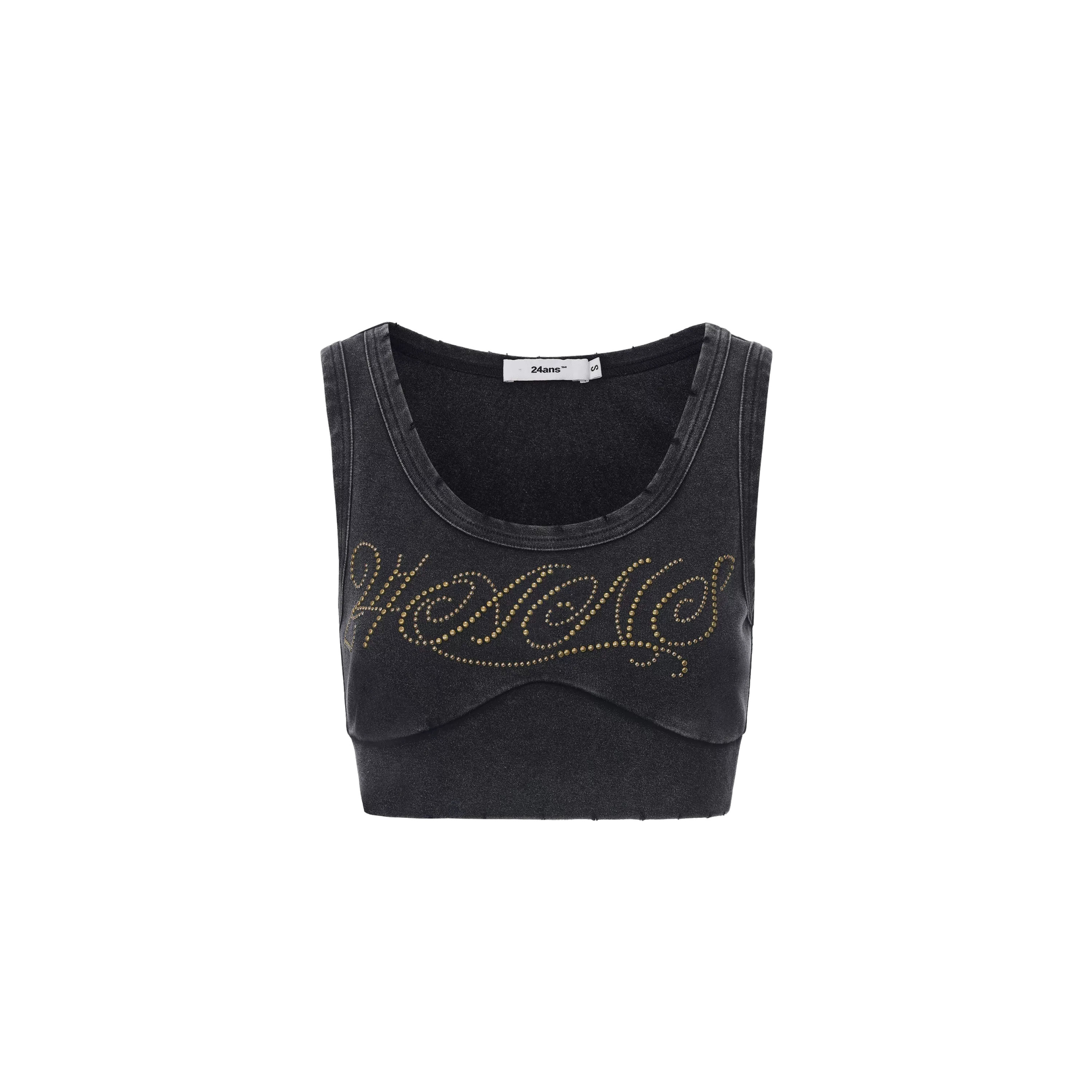 Washed Rhinestone Distressed Tank Top
