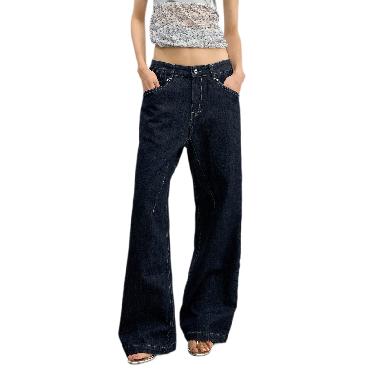 Washed Contrast Stitch Jeans