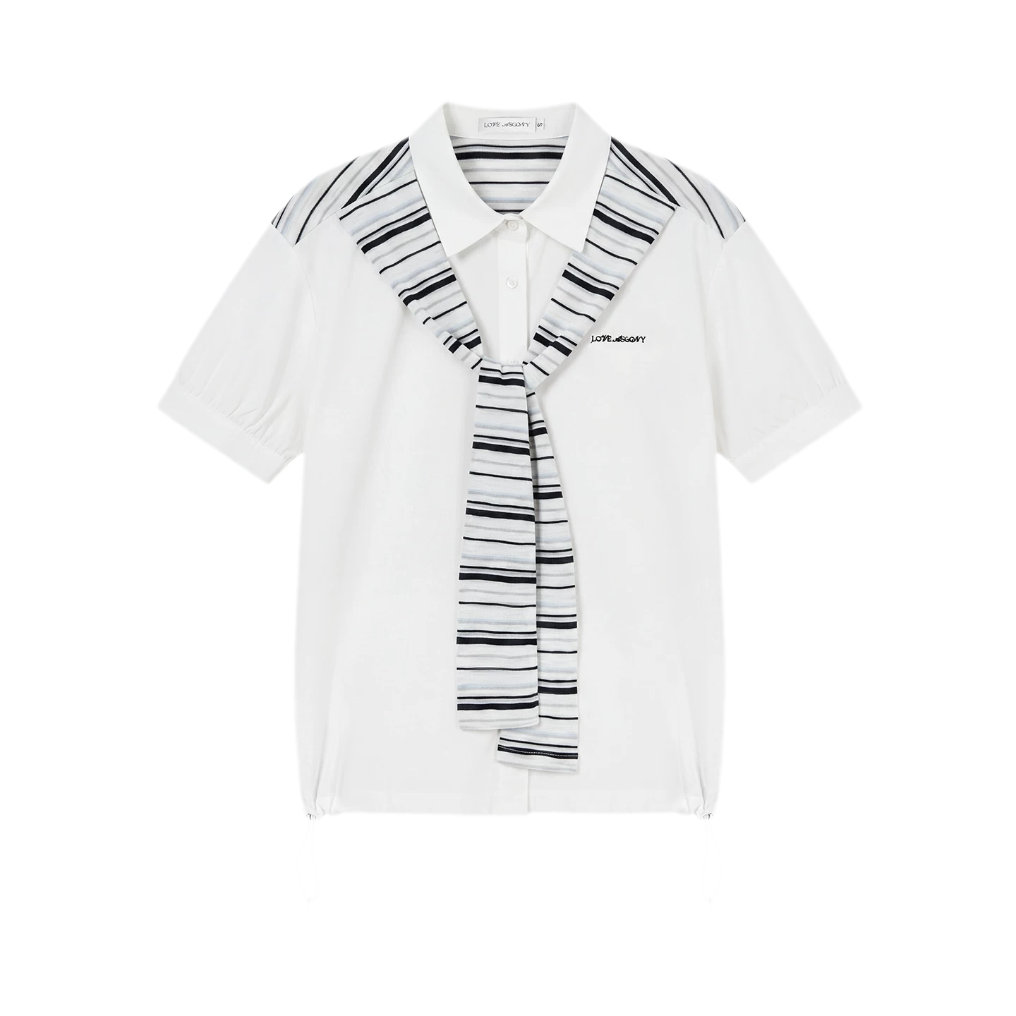 Striped Scarf Hem Shirt