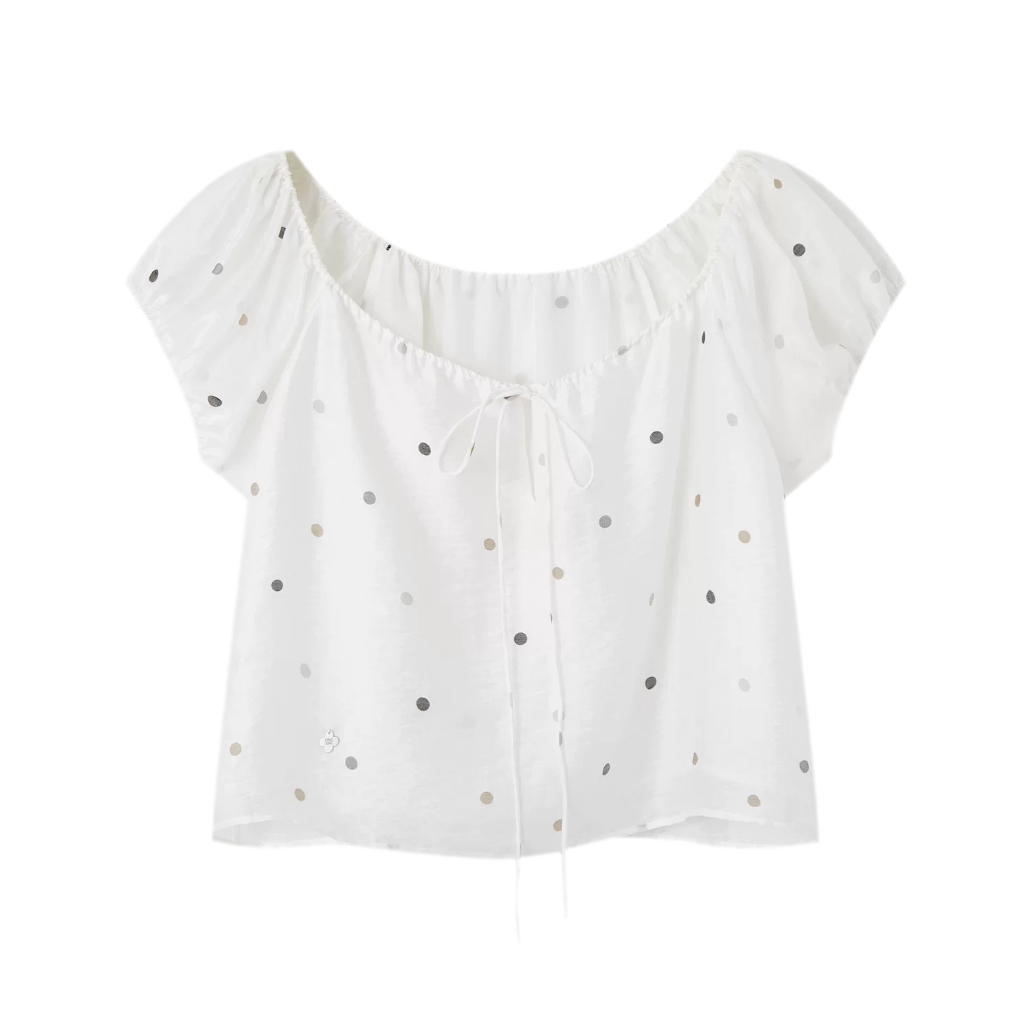 Polka Dot Puff Sleeve Top