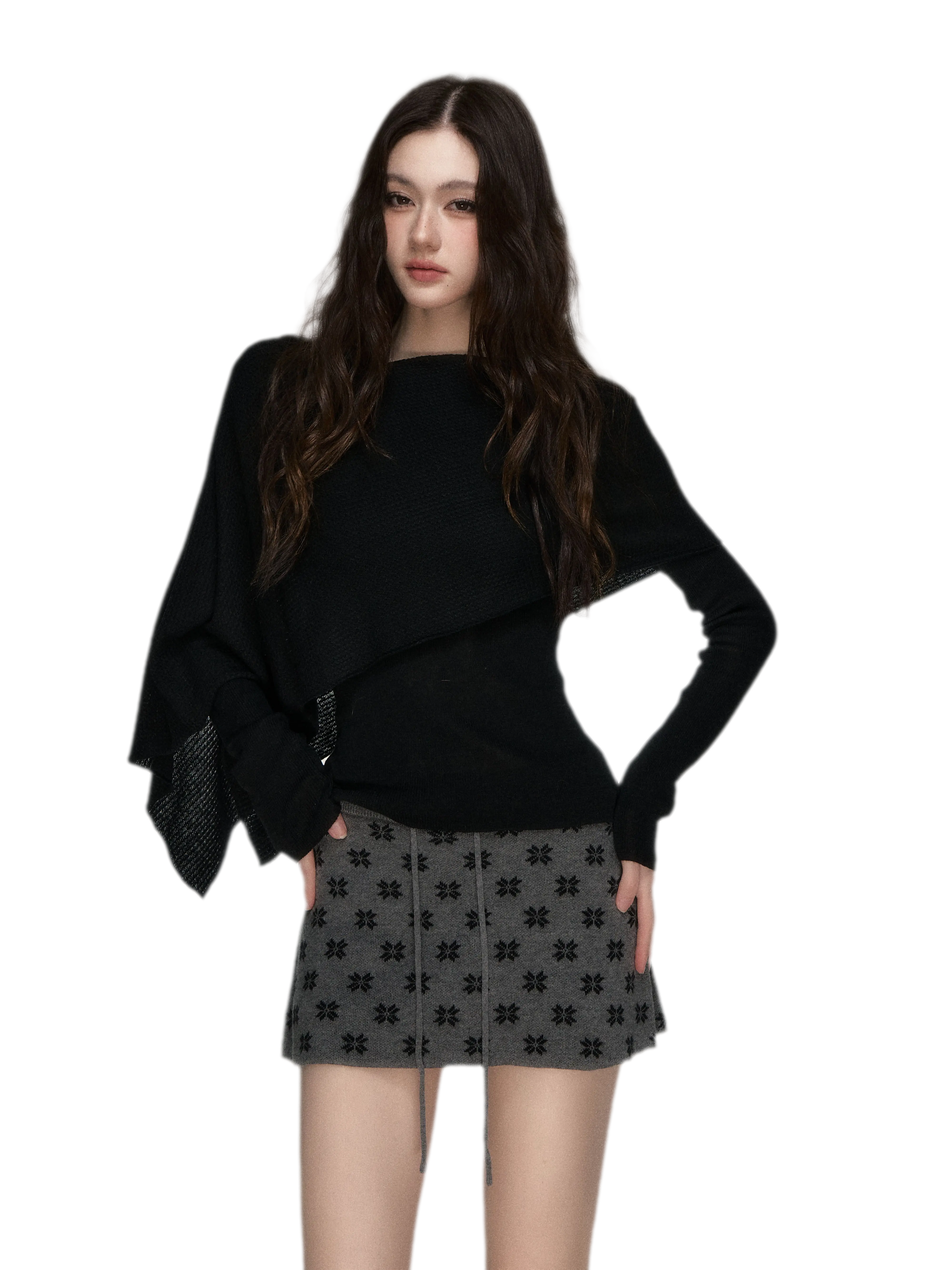 Stretch Shawl Cape Sweater
