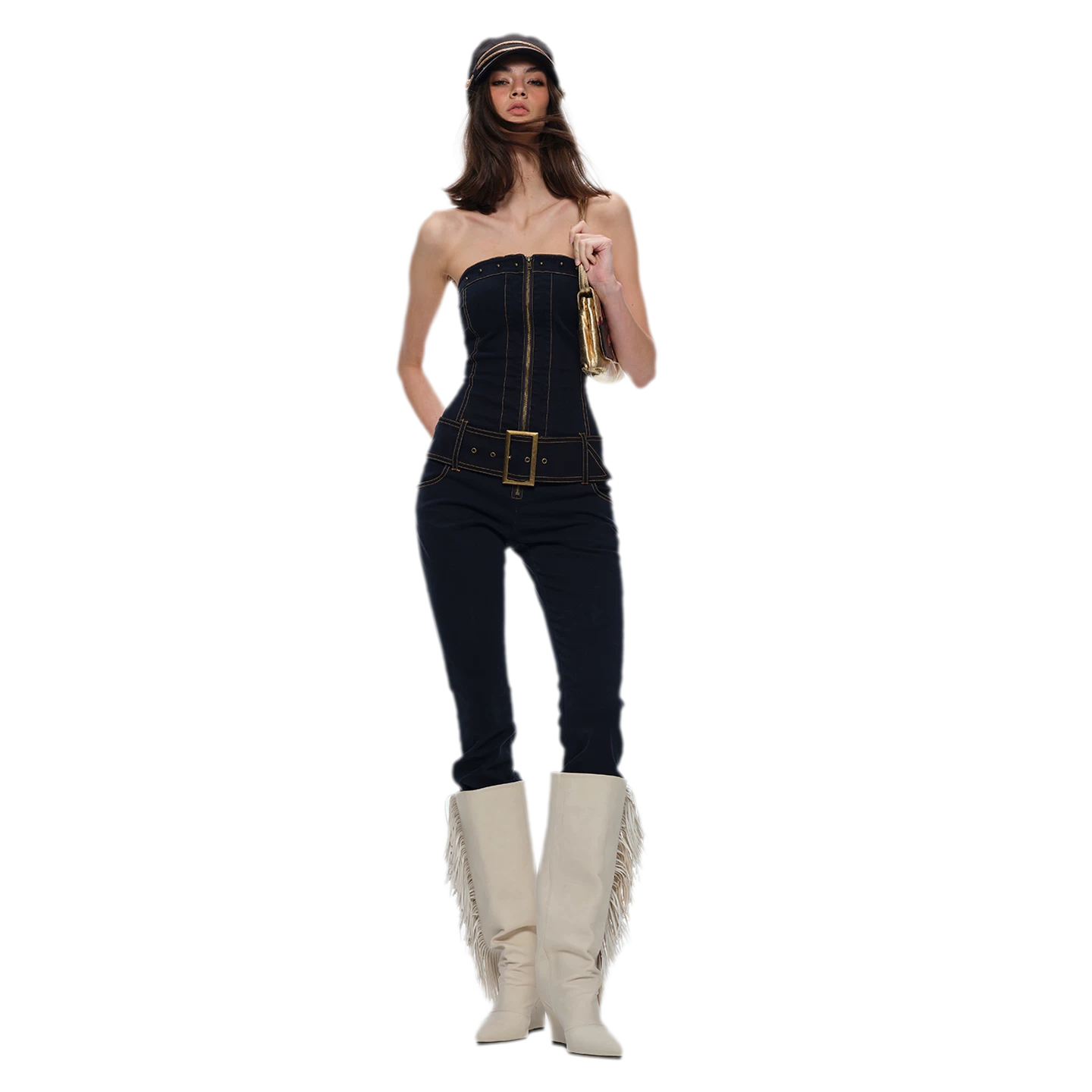 Washed Fitted Denim Jumpsuit