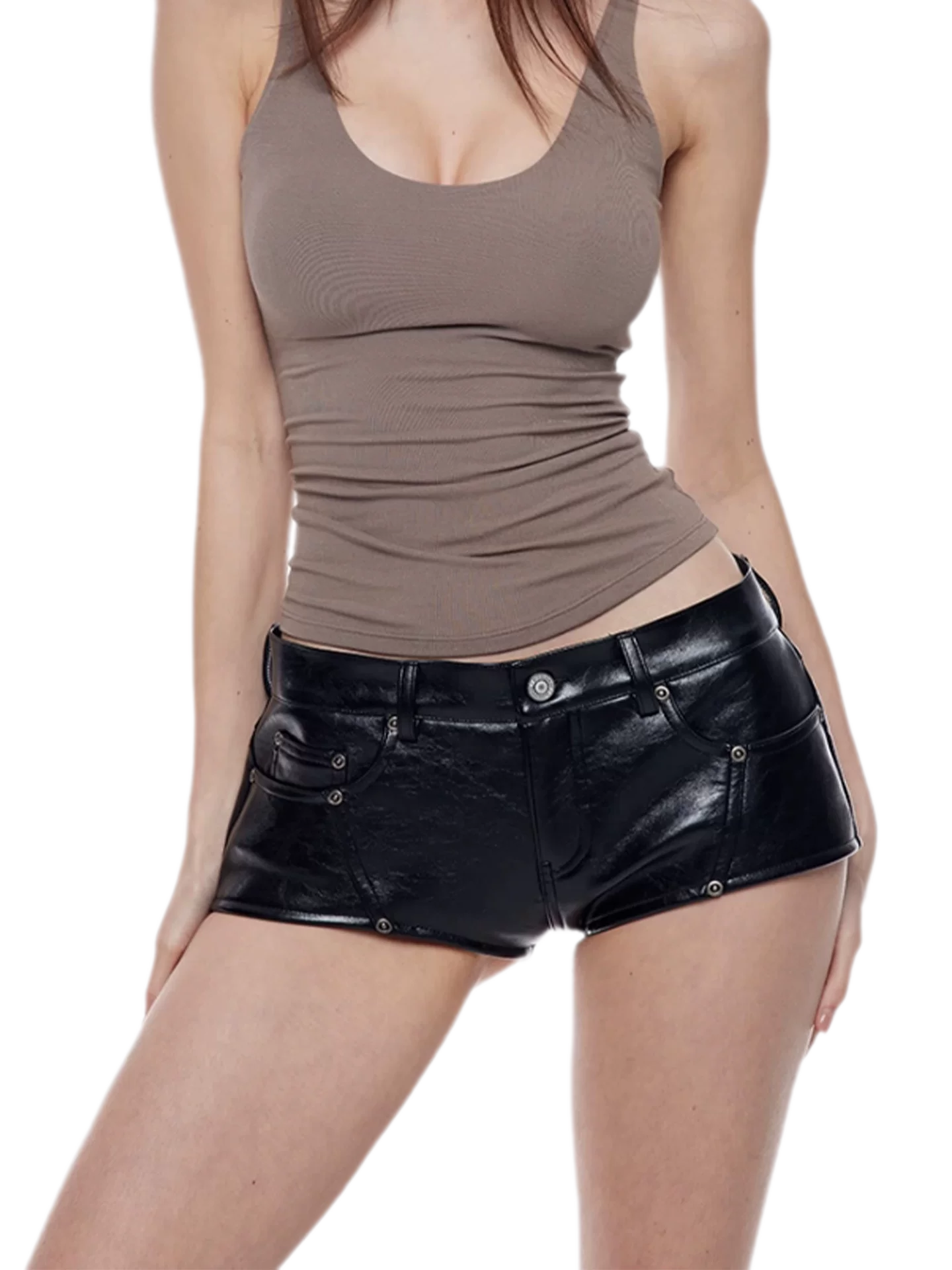 Glossy Faux Leather Shorts