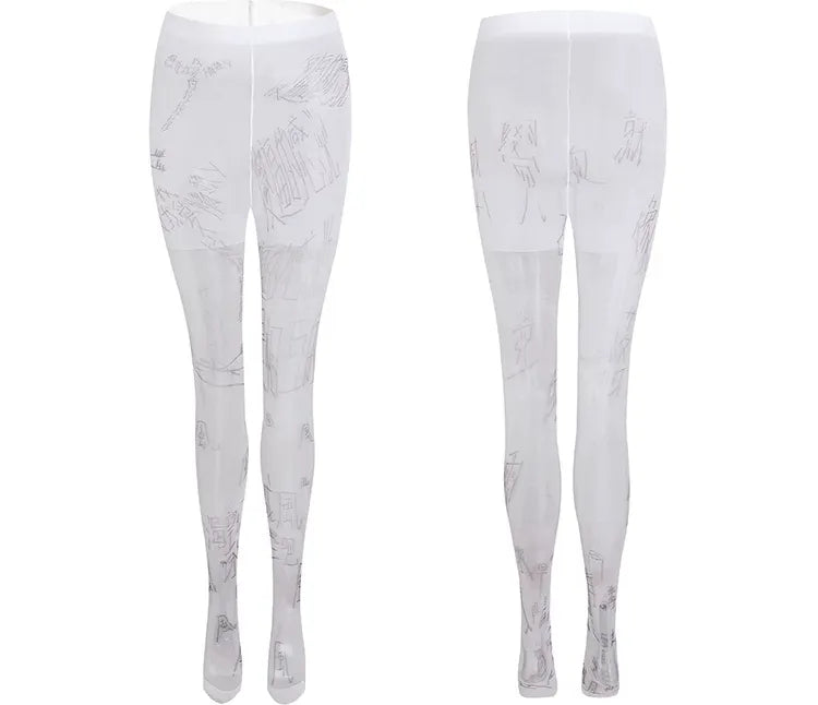 Graphic High-Stretch Footed Tights