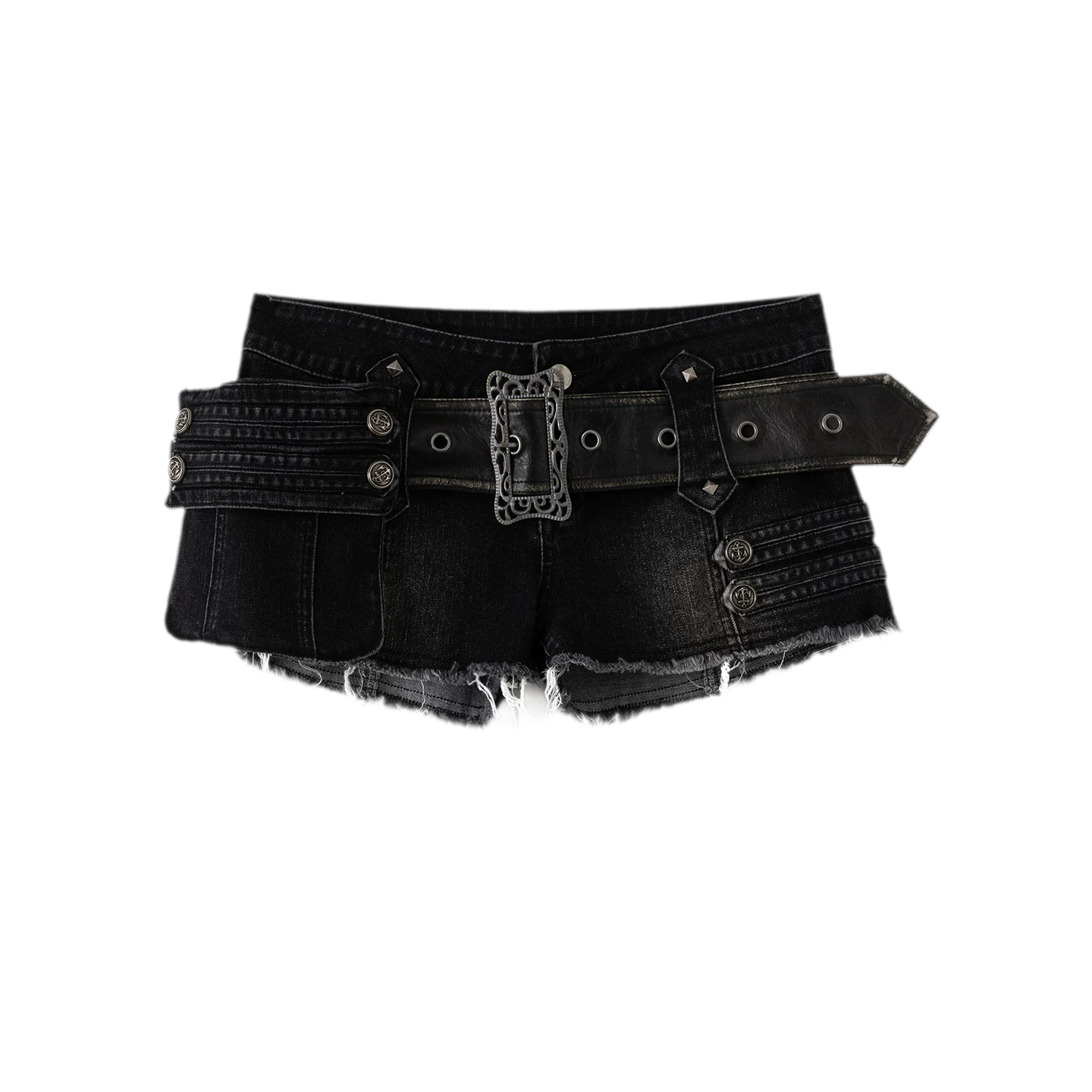 Leather Belt Denim Shorts