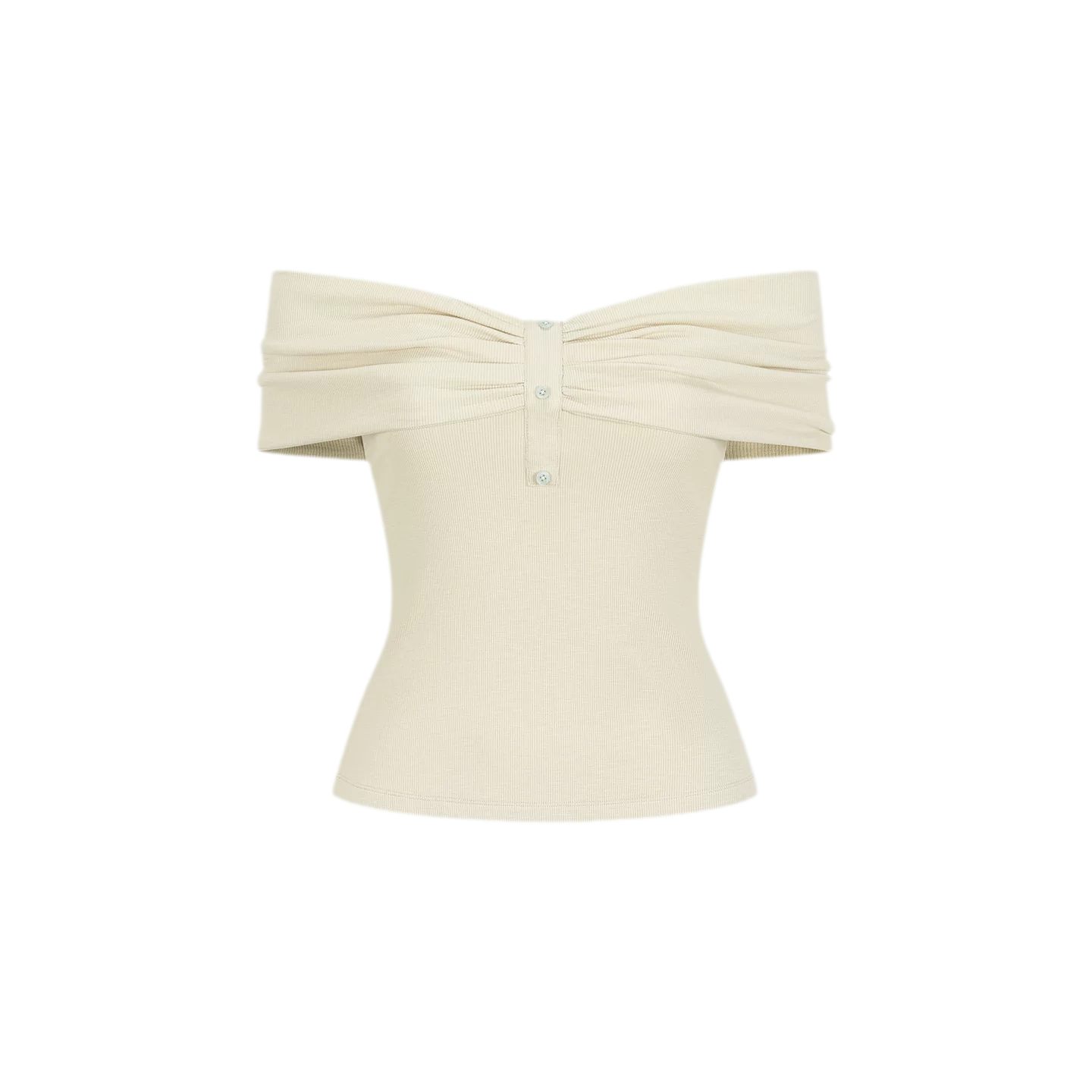Off-Shoulder Ribbed Twist T-Shirt