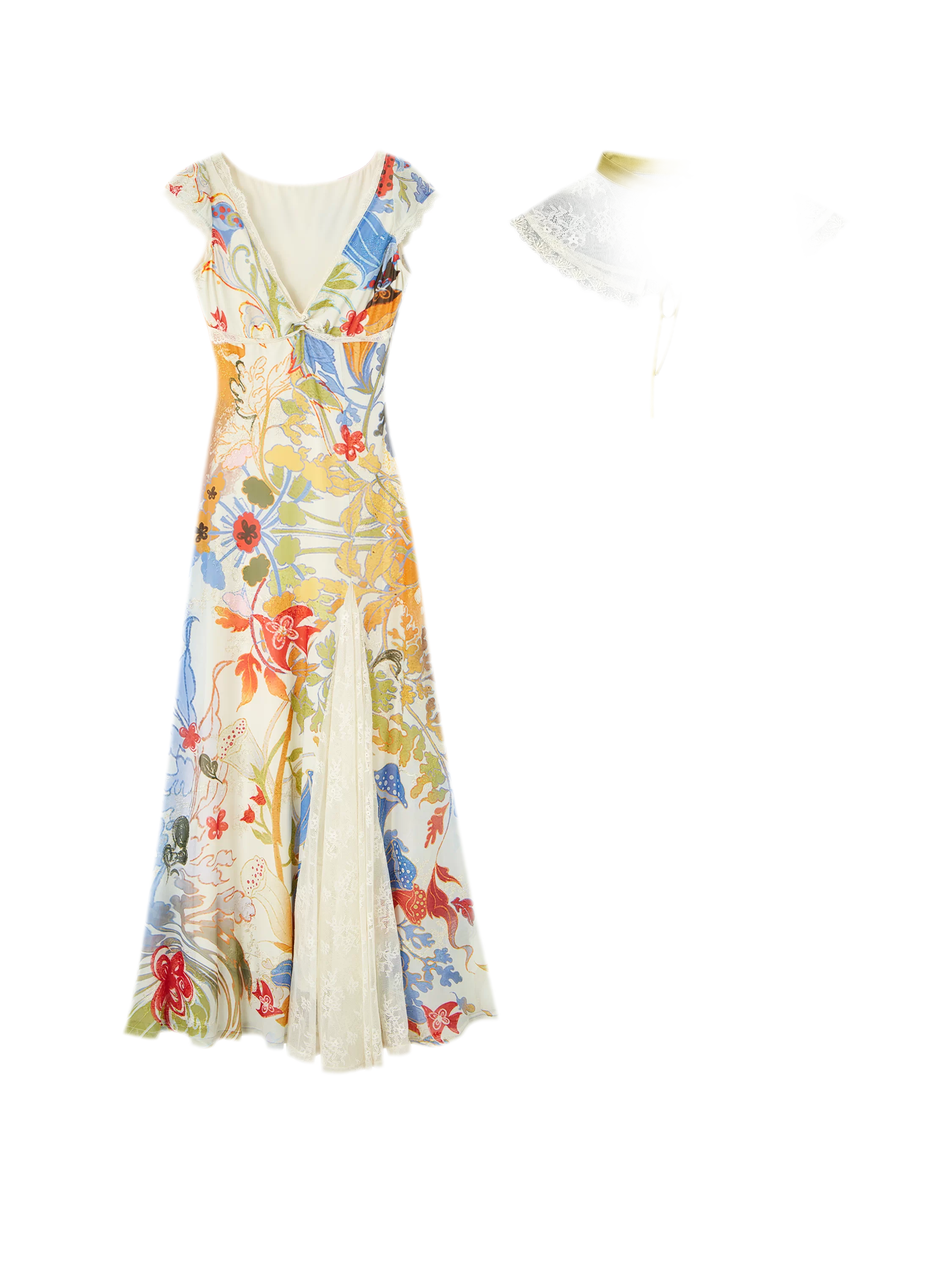 Gold Embroidered Lace Tea Dress