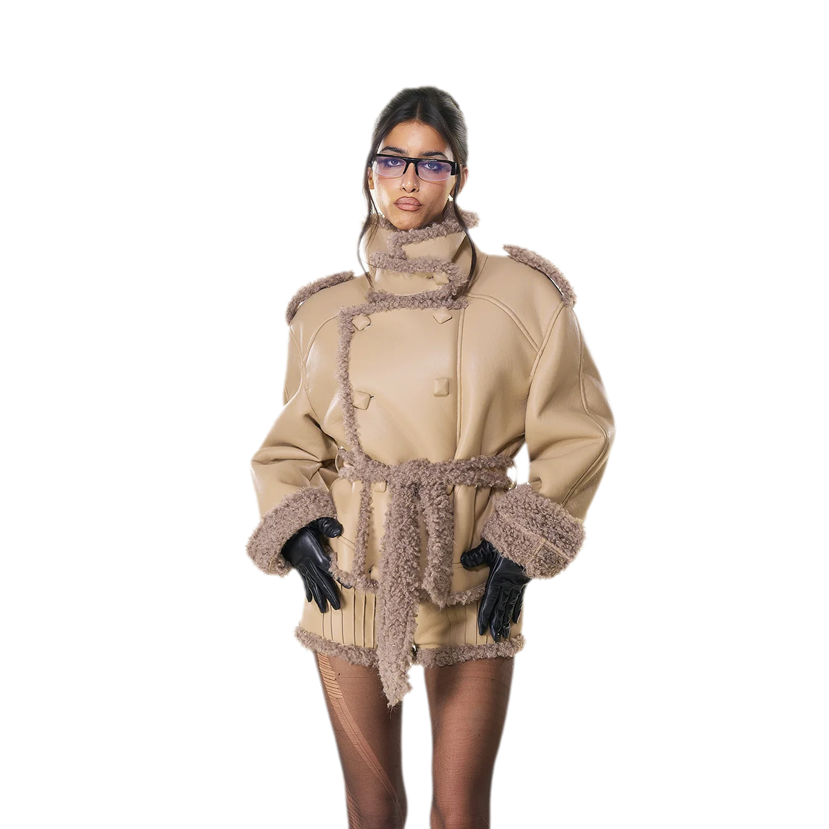 Reversible Fur Leather Cropped Jacket