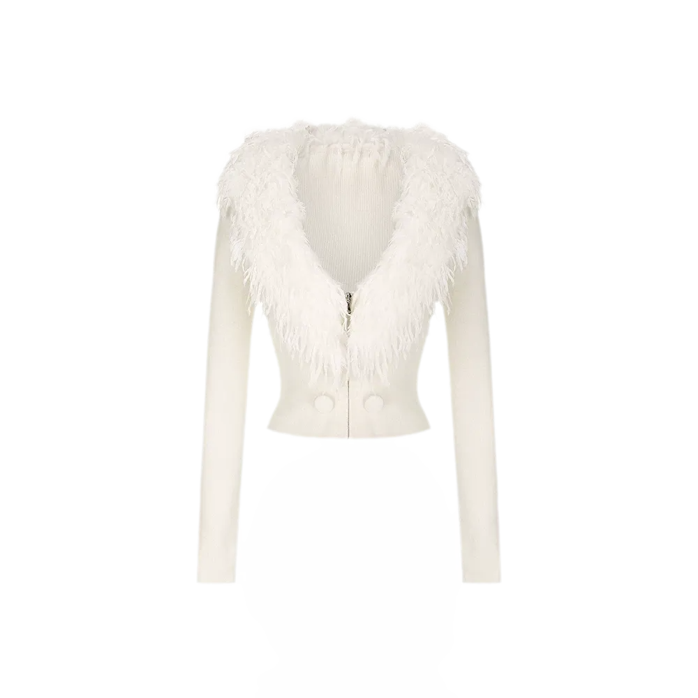Wool Blend V-Neck Jacket