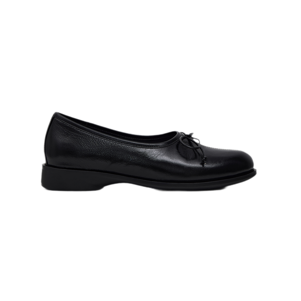 Oiled Leather Bow Ballet Flats