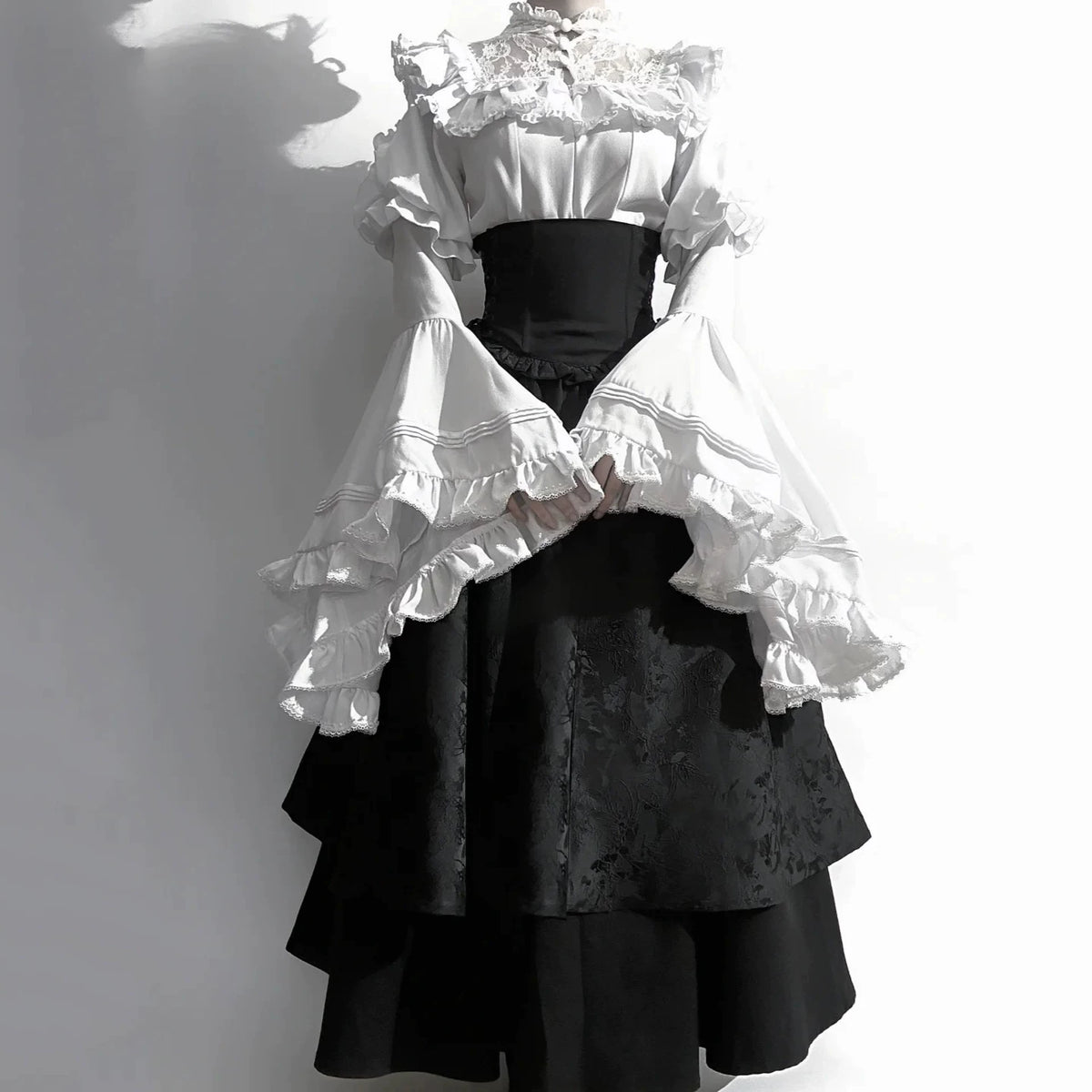 Victorian Ruffle Blouse Skirt Set