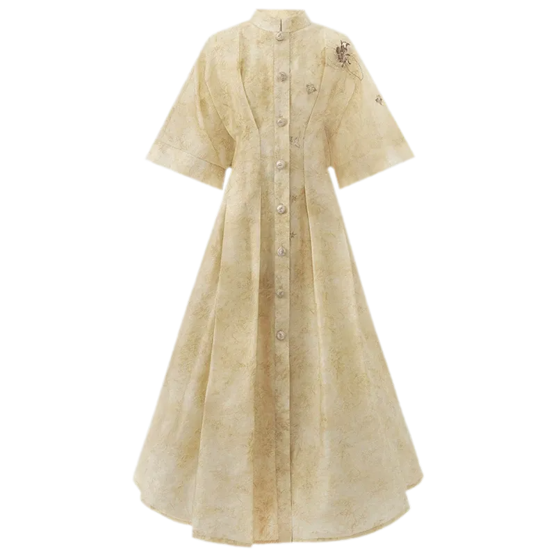 闻钟 Embroidered Lyocell Dress