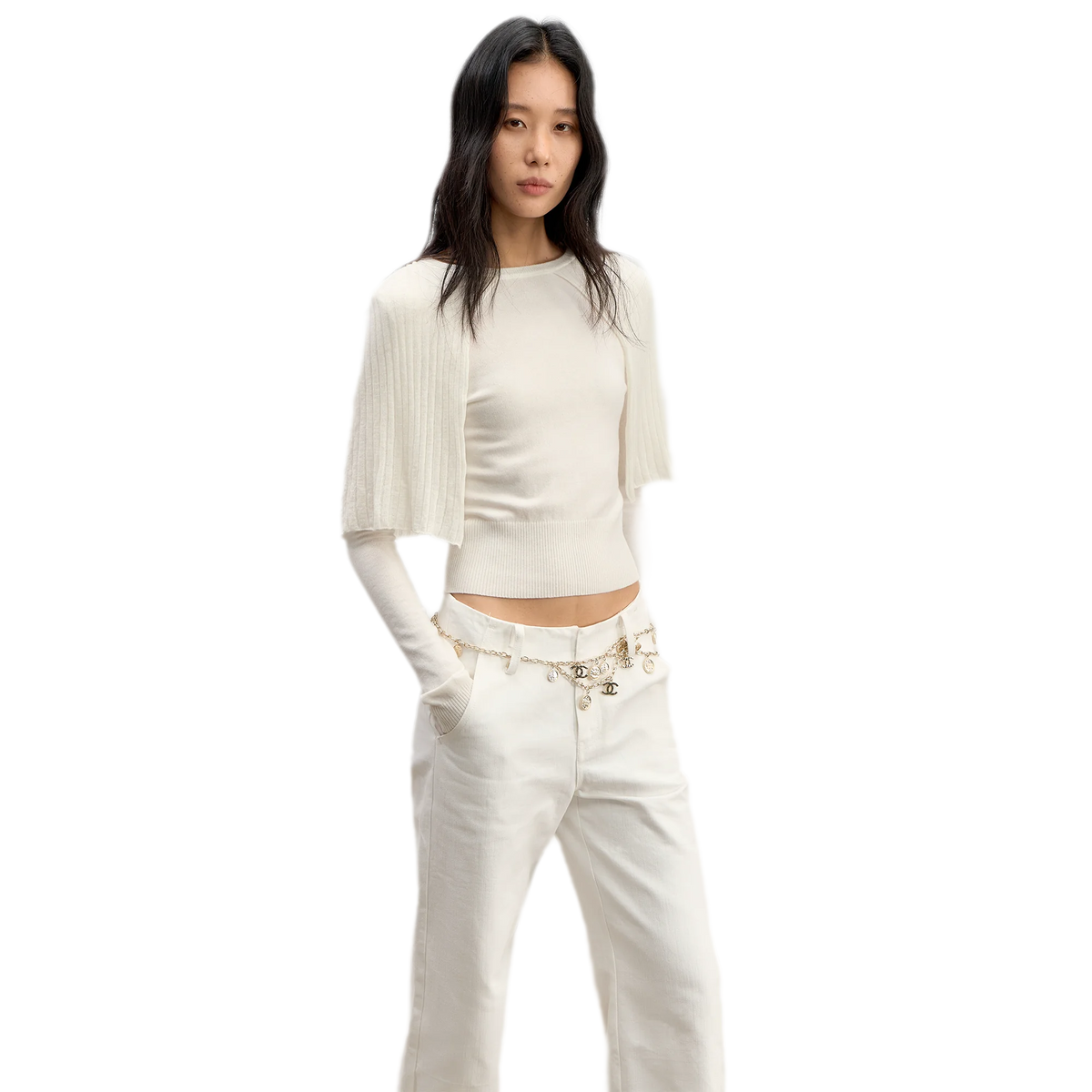 Ribbed Cape Knit Sweater