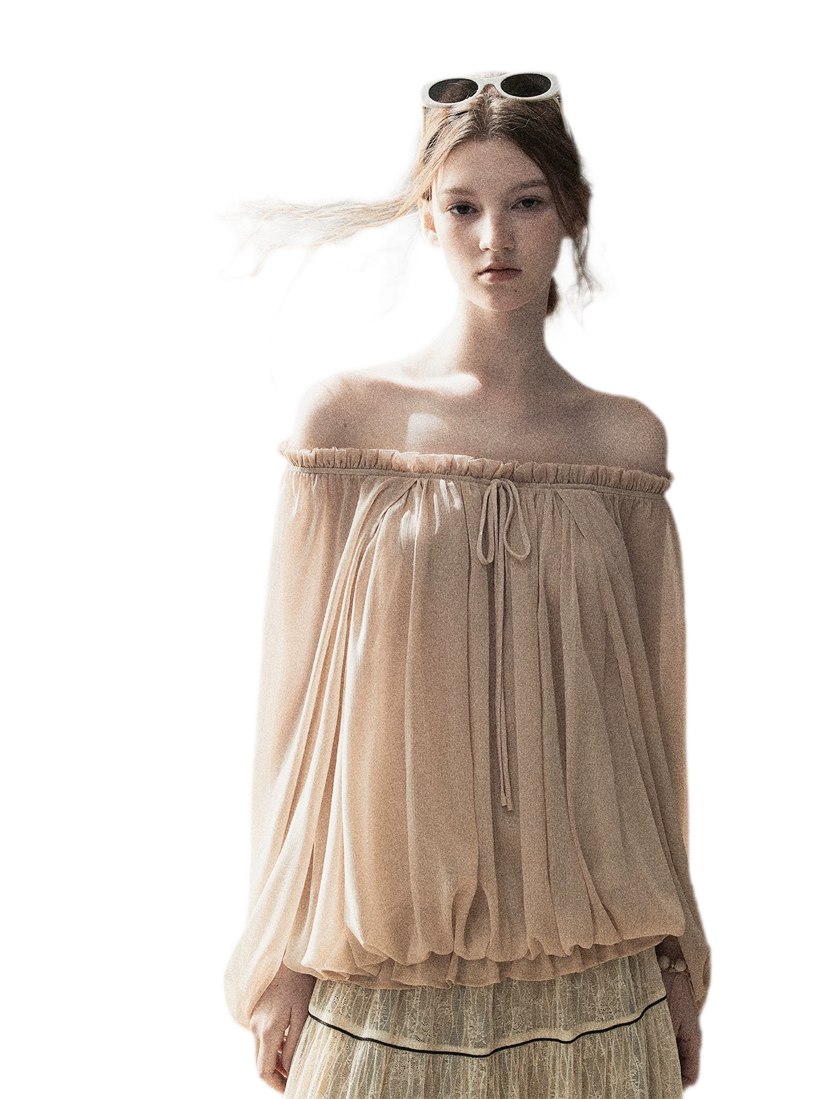 Crinkled Off-Shoulder Top