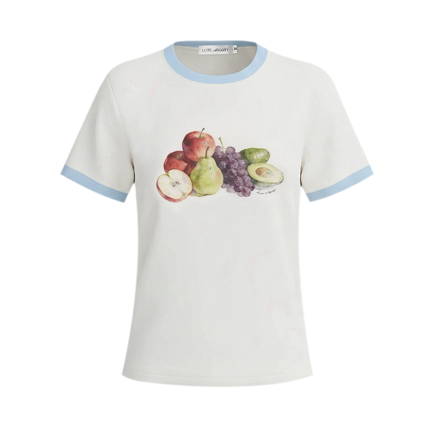 Rhinestone Fruit Print Tee