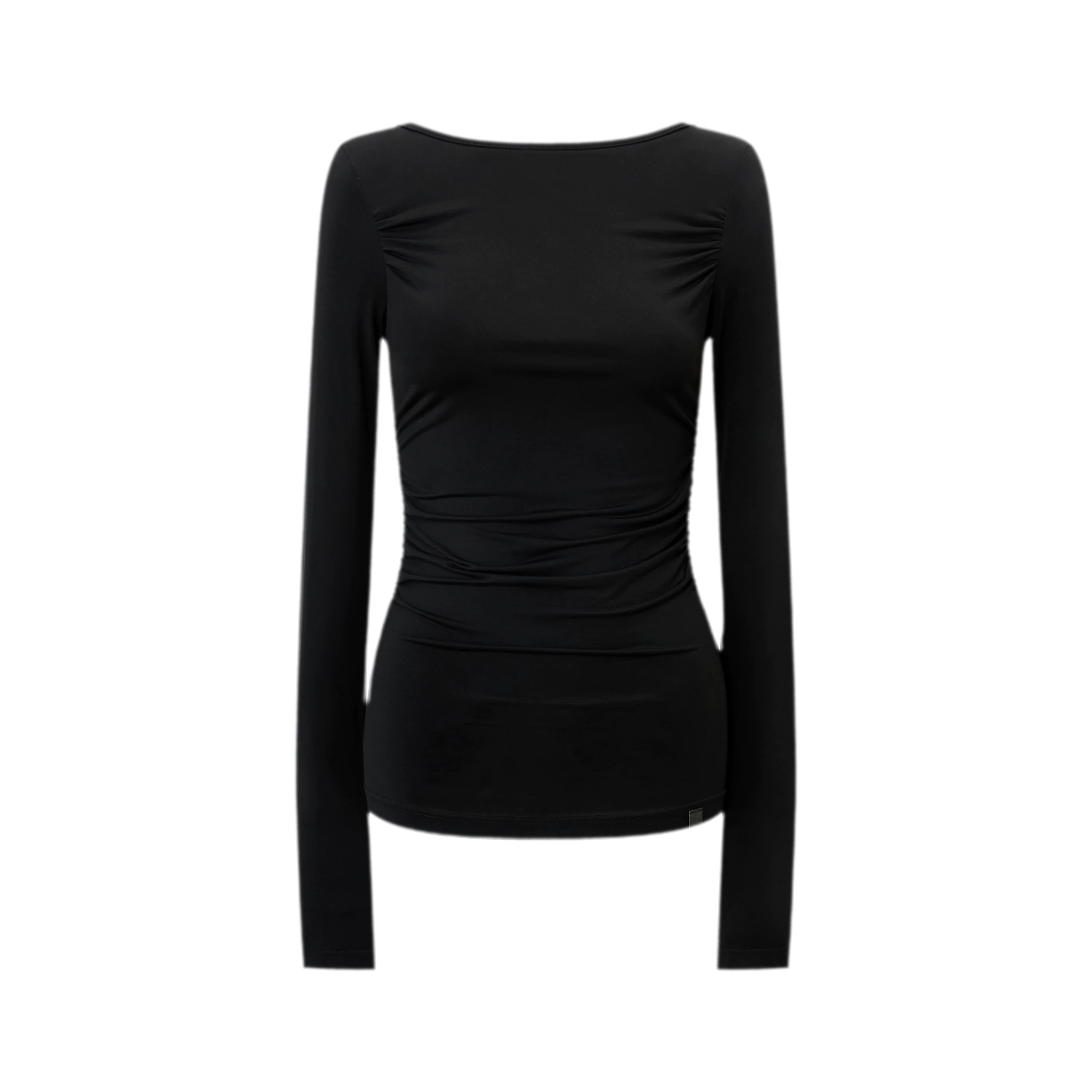 Modal Ruched Fitted Long-Sleeve T-Shirt