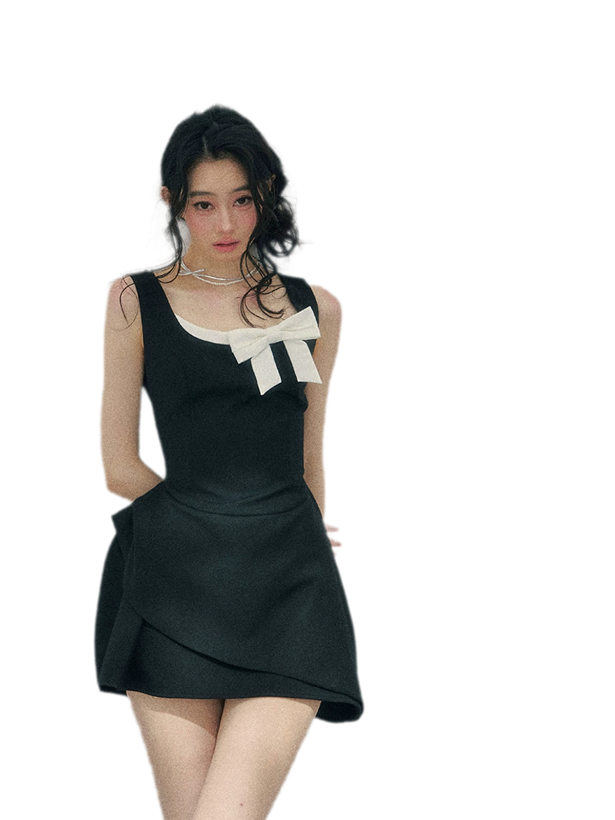 Sleek Bowknot Mini Dress