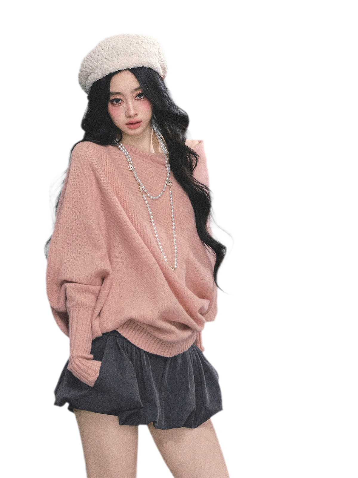 Maglione in maglia morbida con scollo monospalla