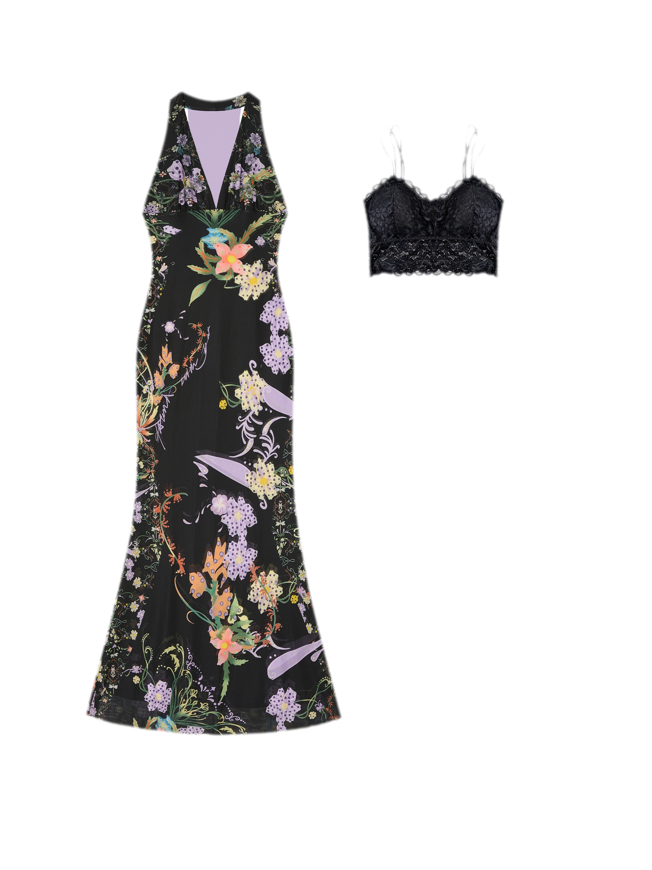 Romantic Floral Halter Long Dress