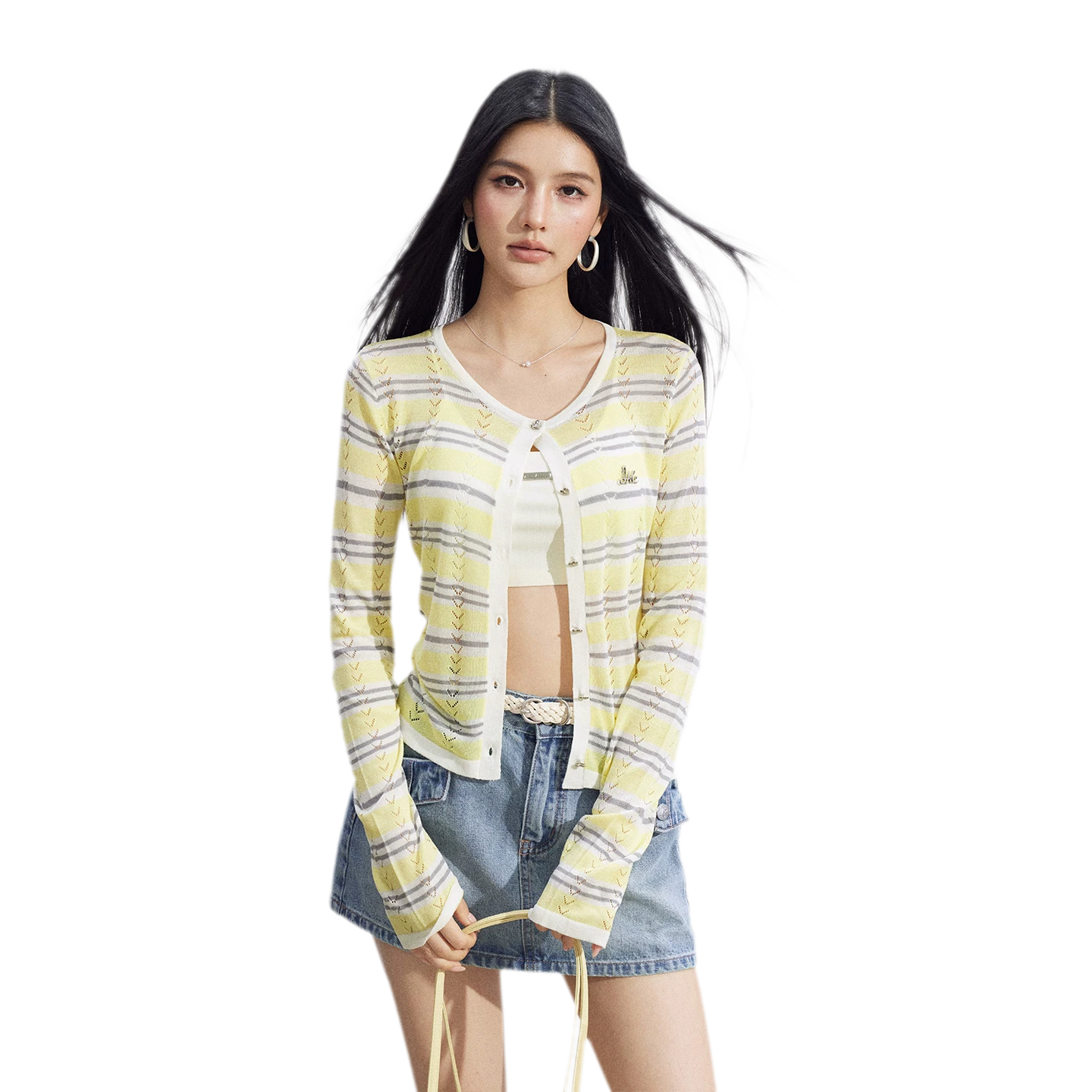 Striped Ice Silk Cardigan
