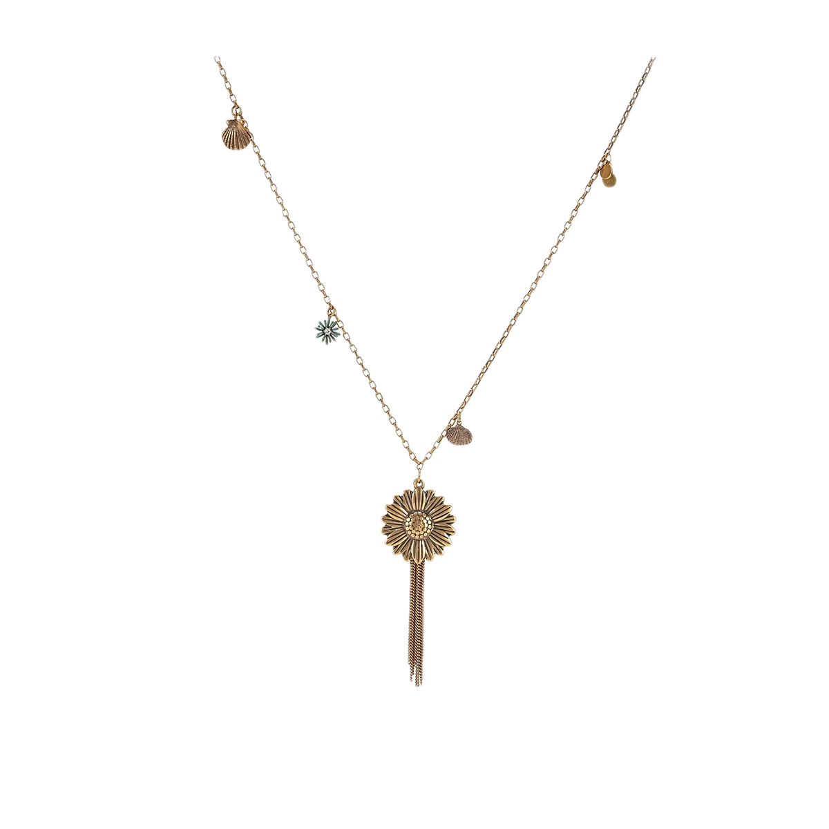 Vintage Sunflower Tassel Necklace