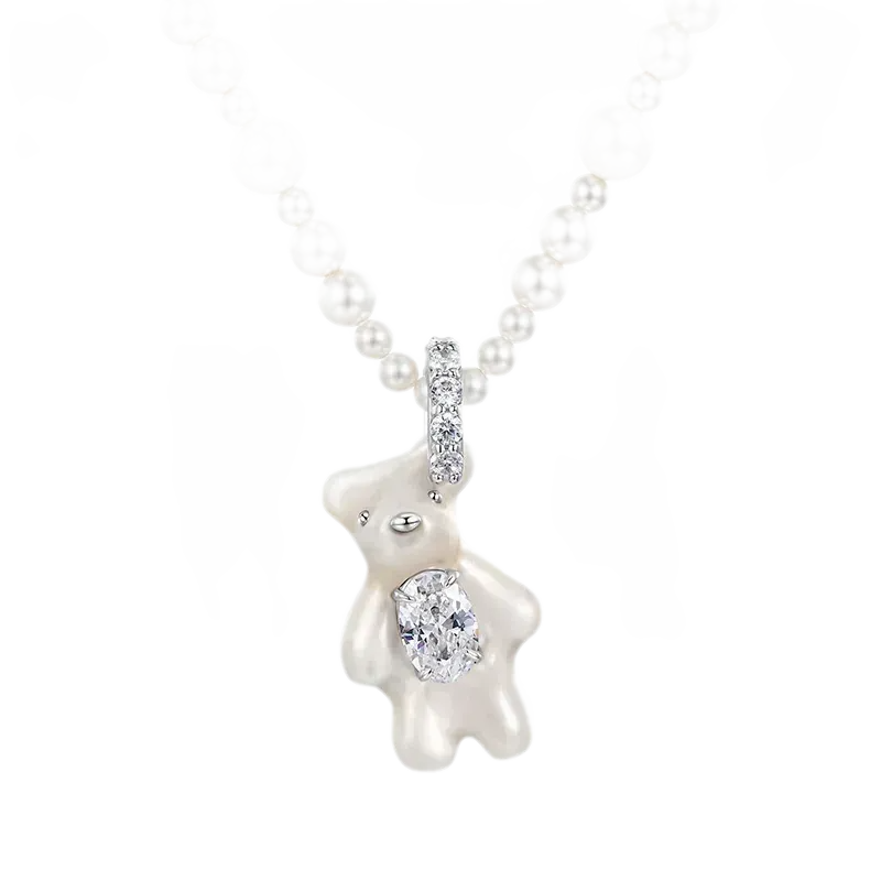 Graduated Pearl Bear Necklace