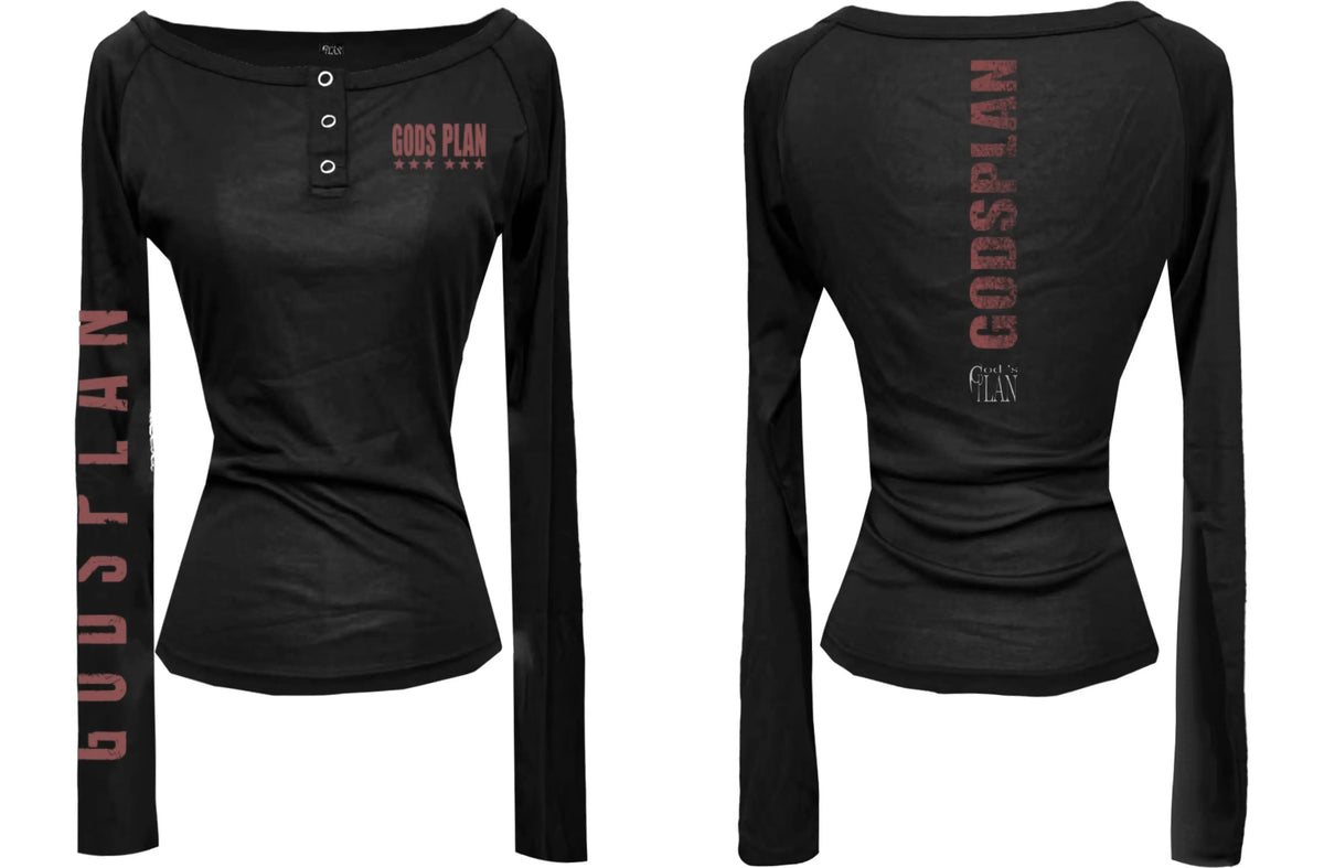 Graphic Henley Long Sleeve Top