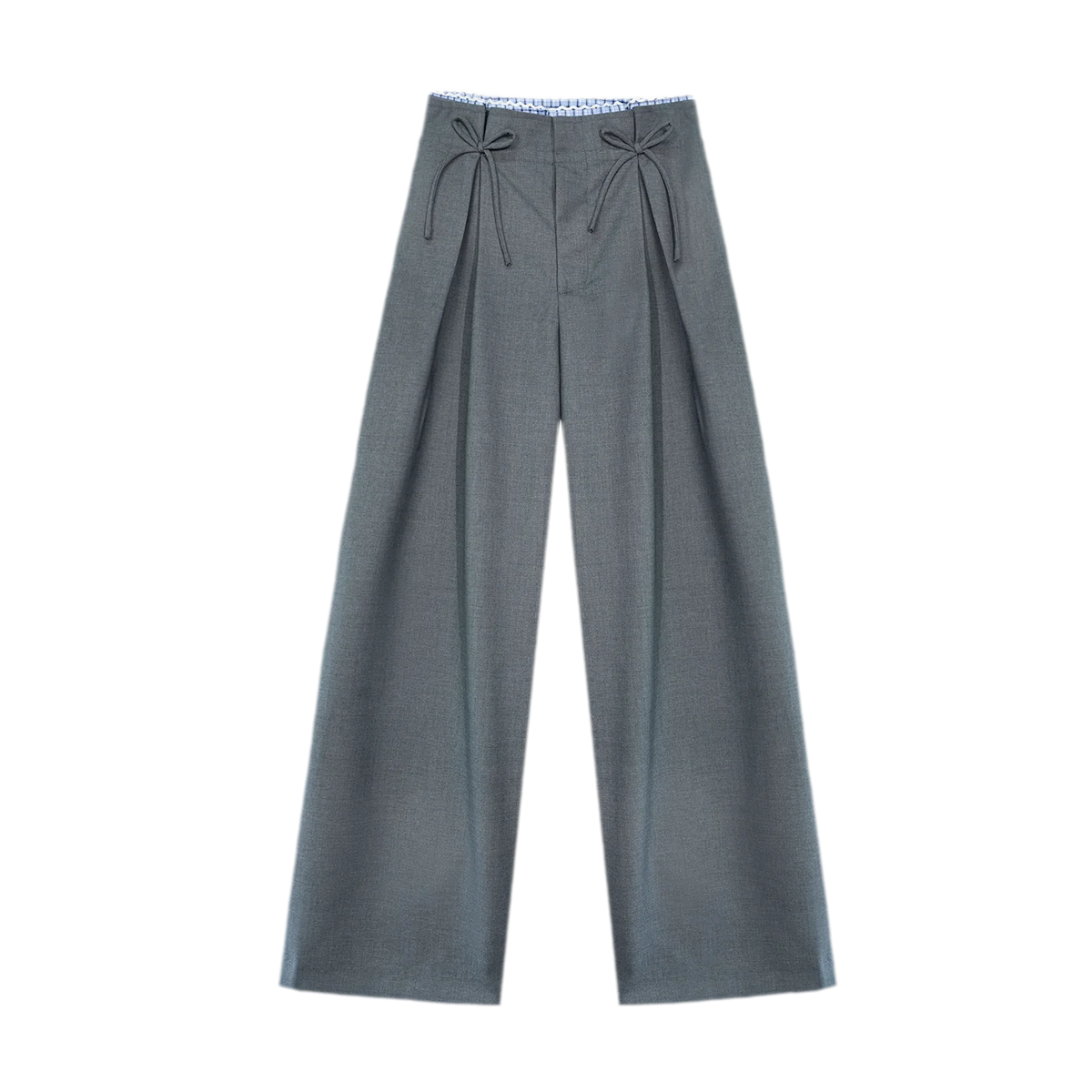 Plaid Lace Waistband Straight Pants