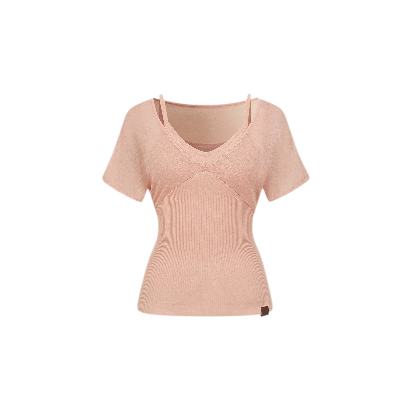 Layered Ribbed V-Neck Tee