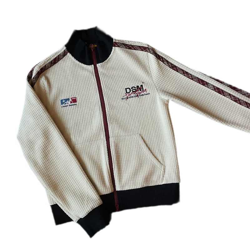 Waffle Knit Colorblock Zip-Up Cardigan