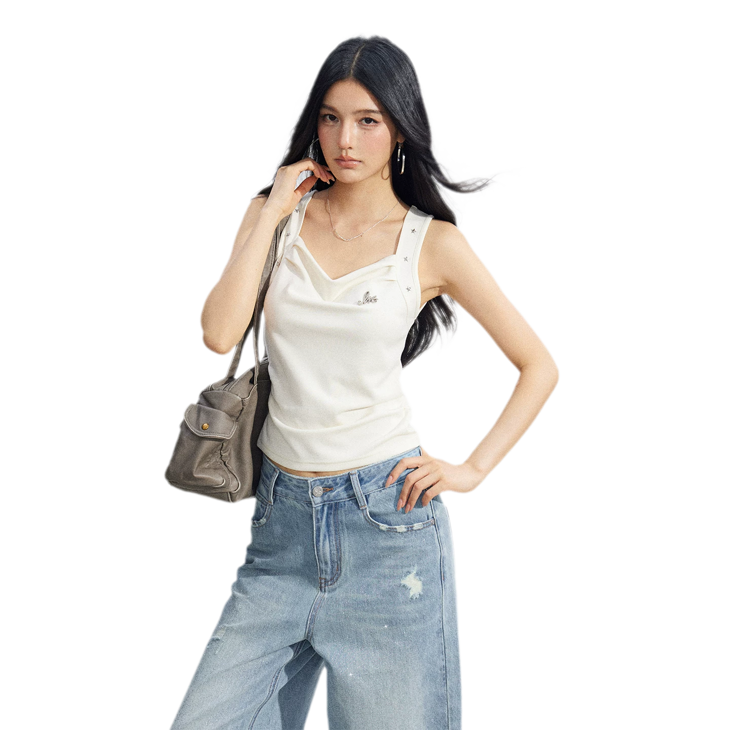 Star Pleated Sleeveless Top