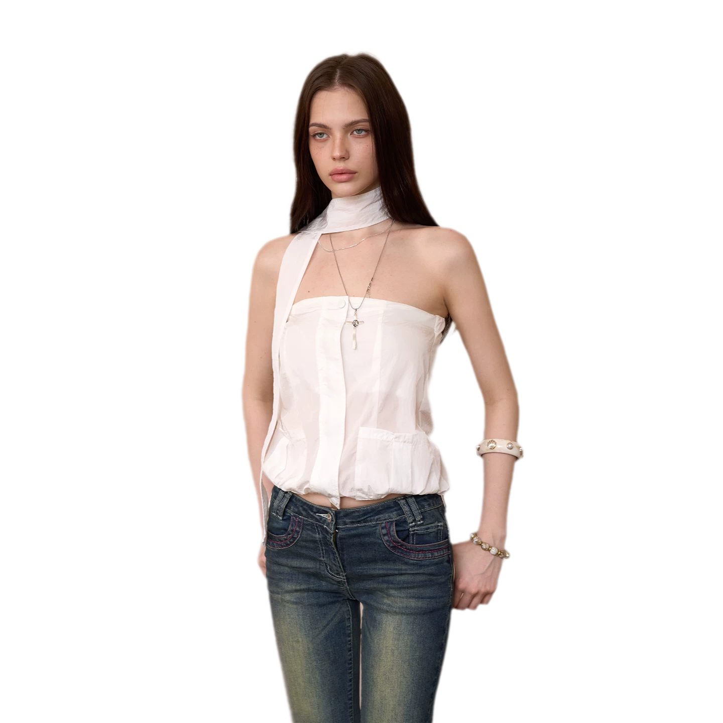 Sheer Bustier Strapless Top