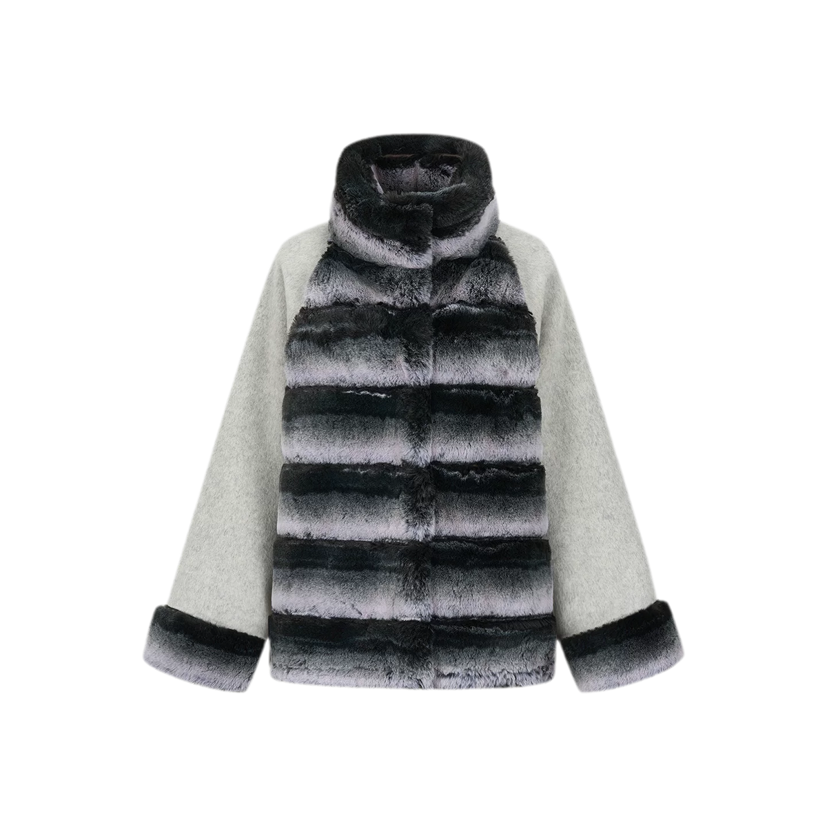 Gradient Faux-Fur Wool Coat