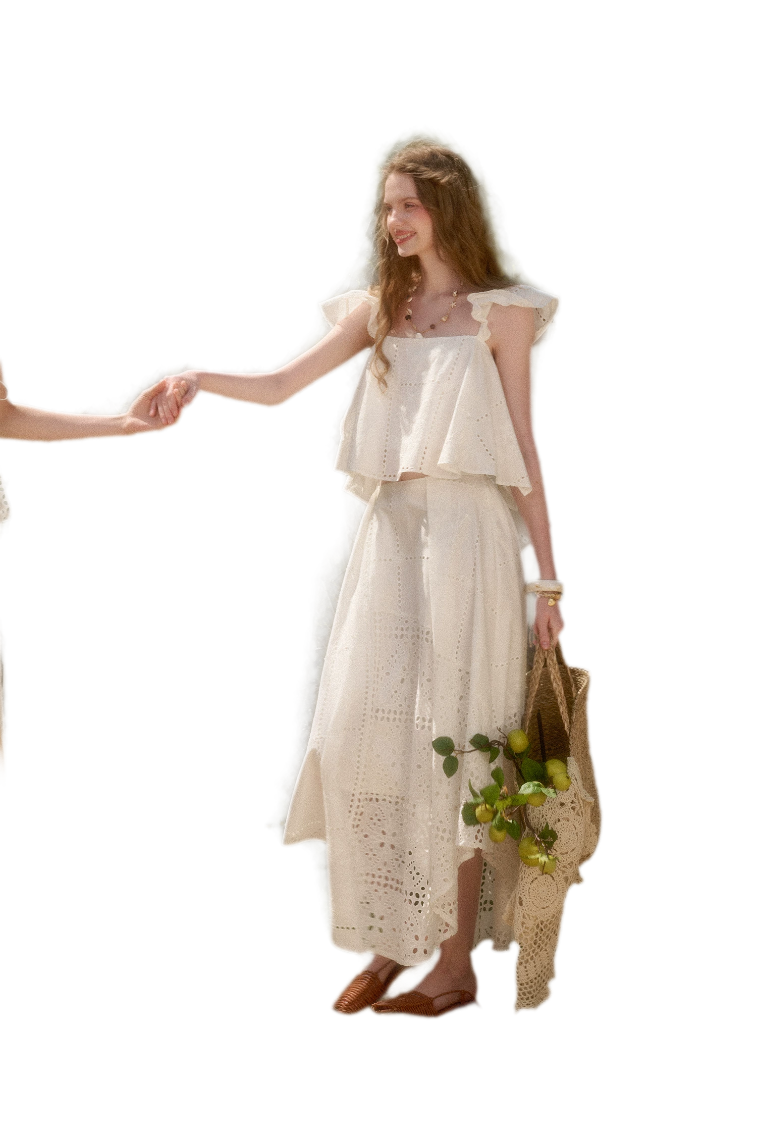 Clear White Embroidered Cotton Set