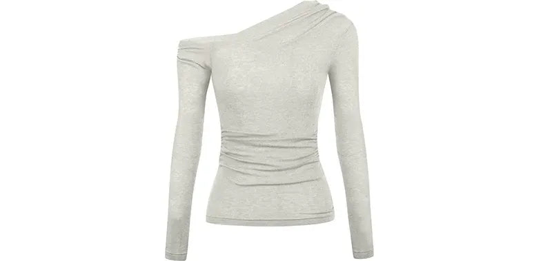 Asymmetric Ruched Long Sleeve Top
