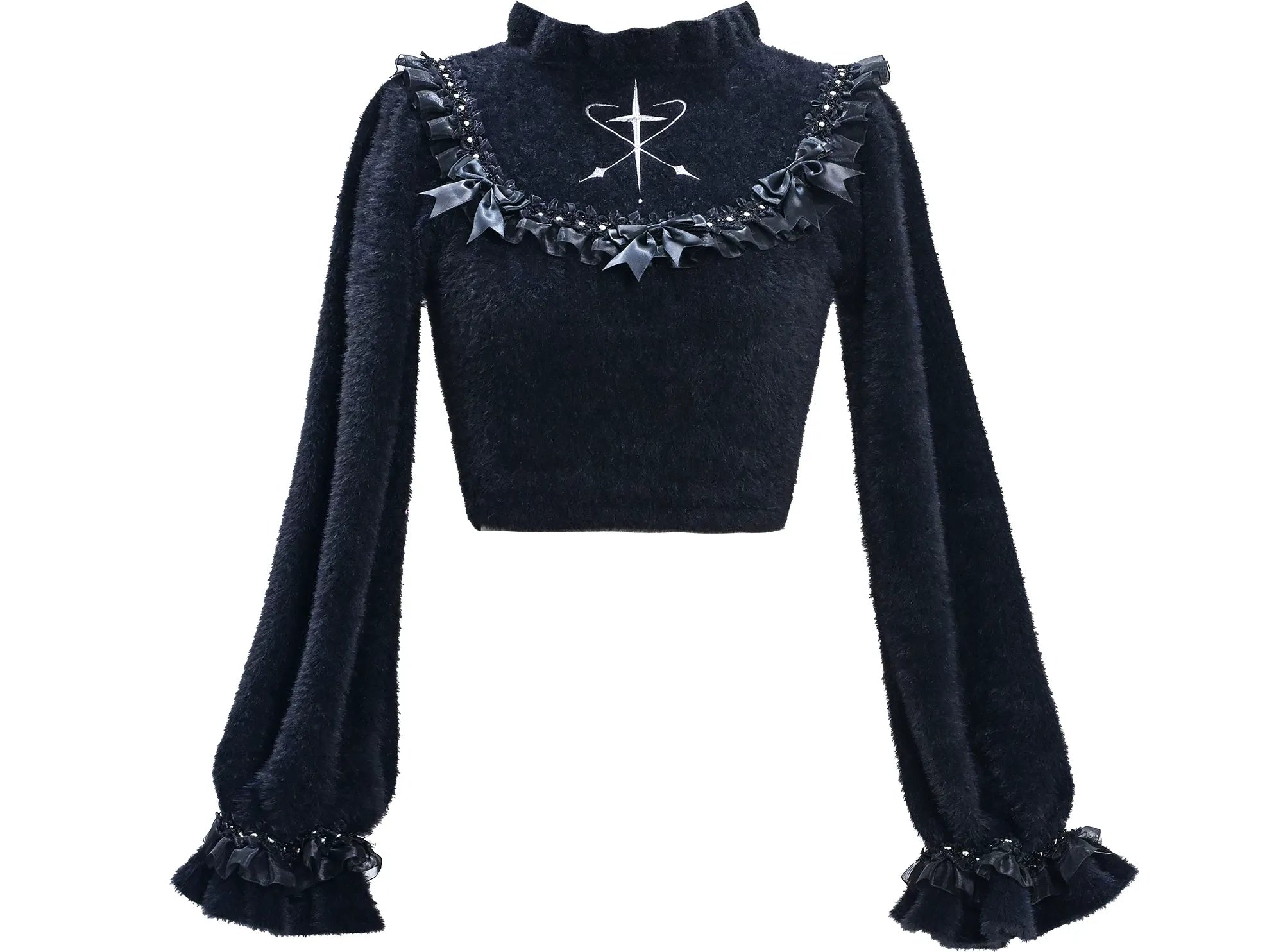 Faux Mink Cropped Knit Sweater
