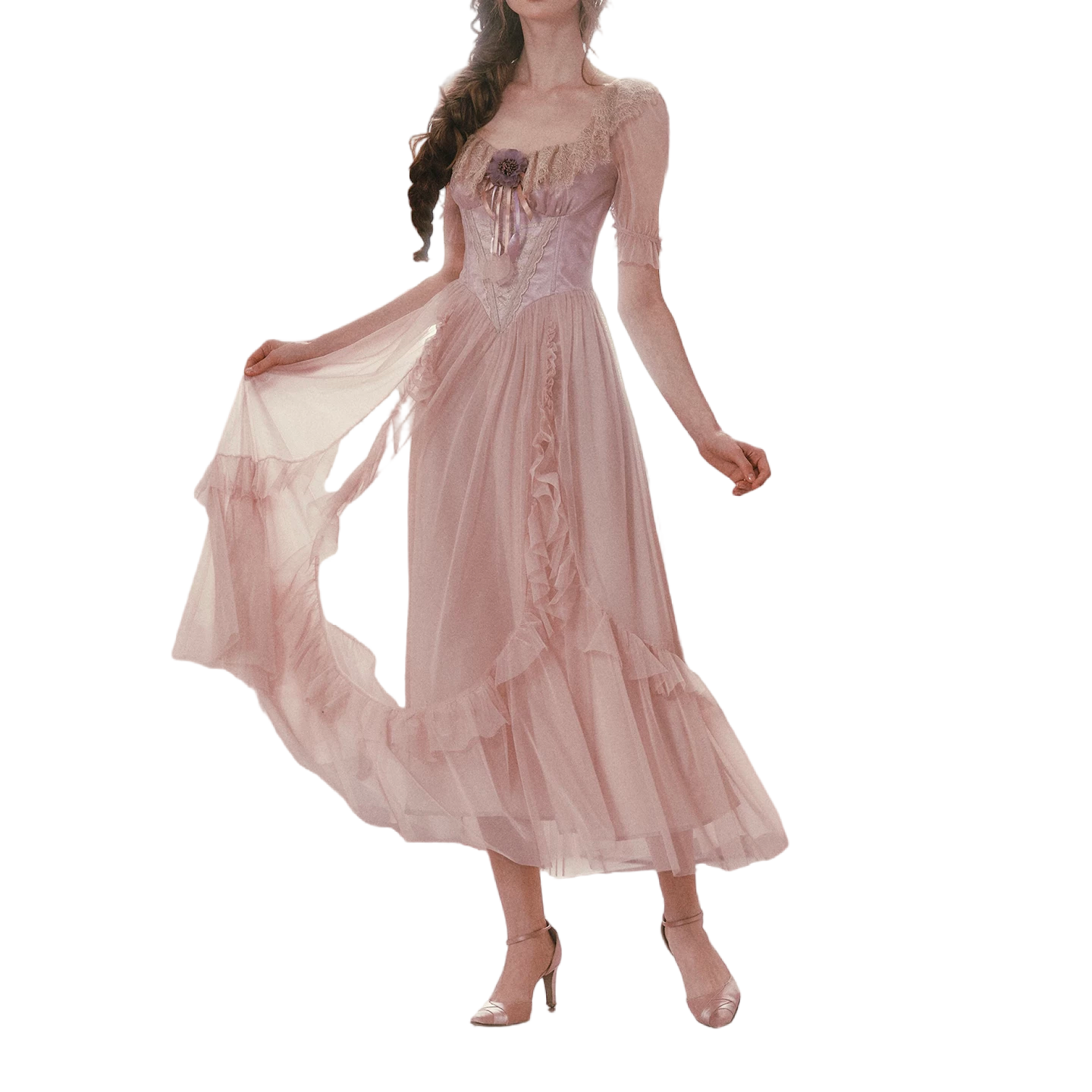 Violet Heliotrope Victorian Mesh Dress