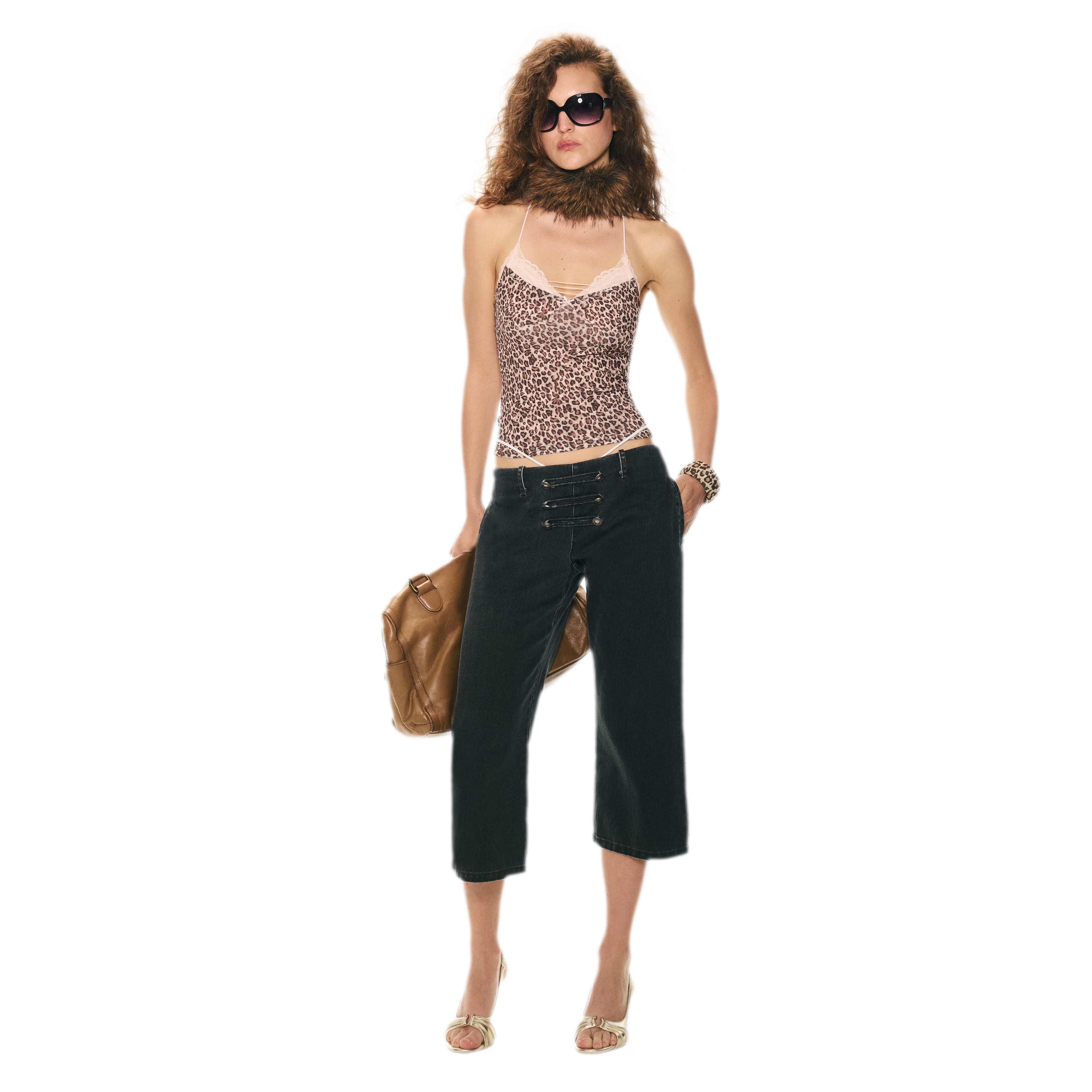 Vintage Pirate Buckle Denim Capris
