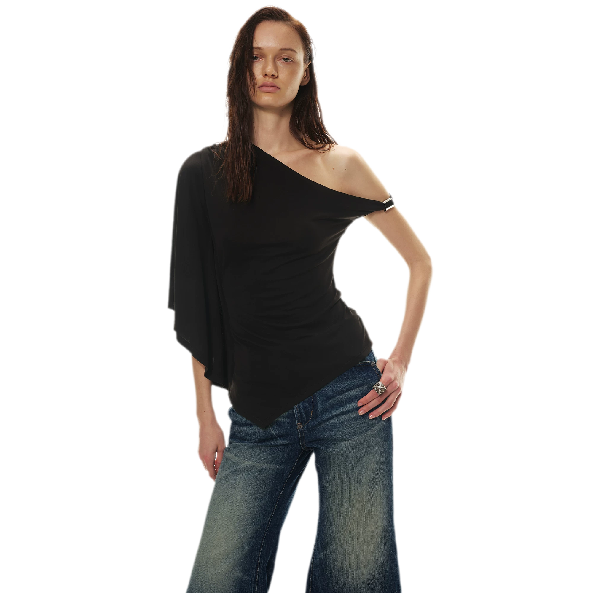 Modal Asymmetrical Single-Shoulder Top