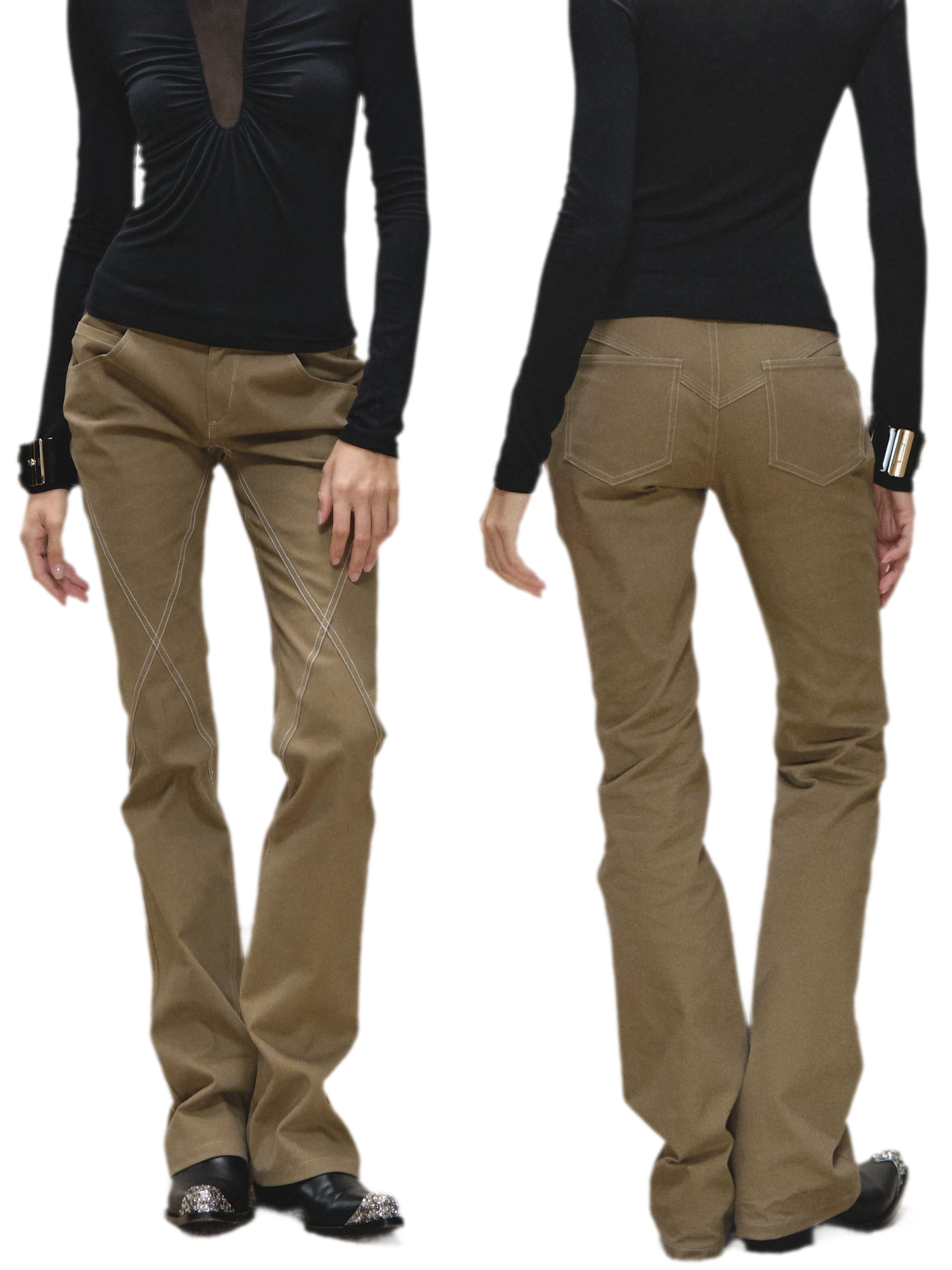 Vintage Distressed Khaki Slim Fit Casual Pants