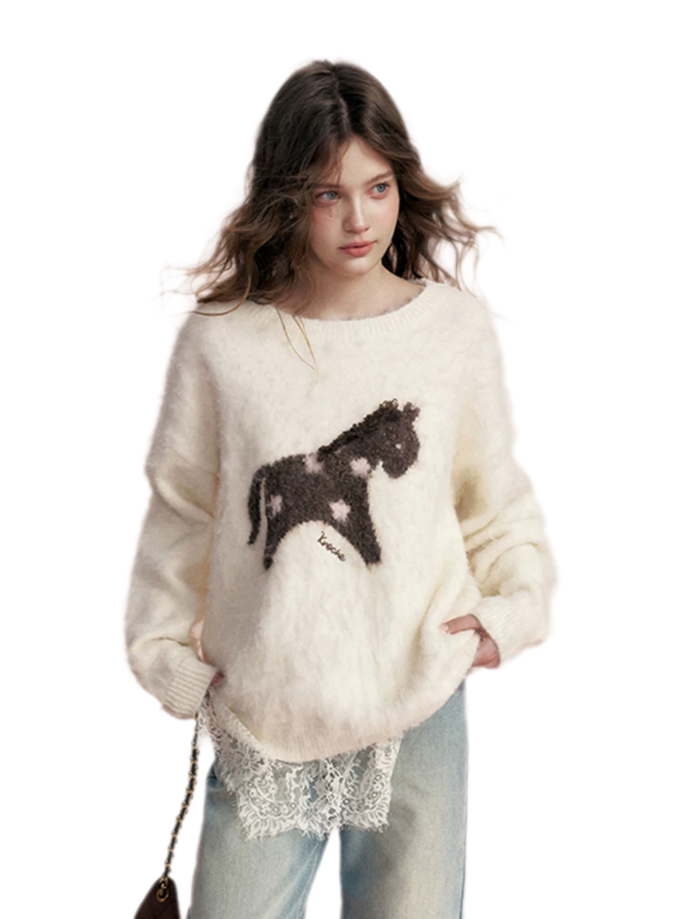 Brushed Horse Jacquard Sweater