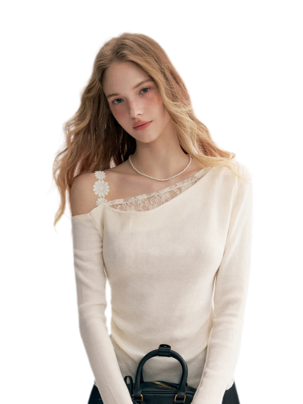 Lace Asymmetric Knit Top