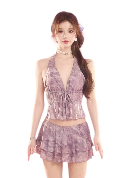 Monet Purple Ruffle Swimsuit