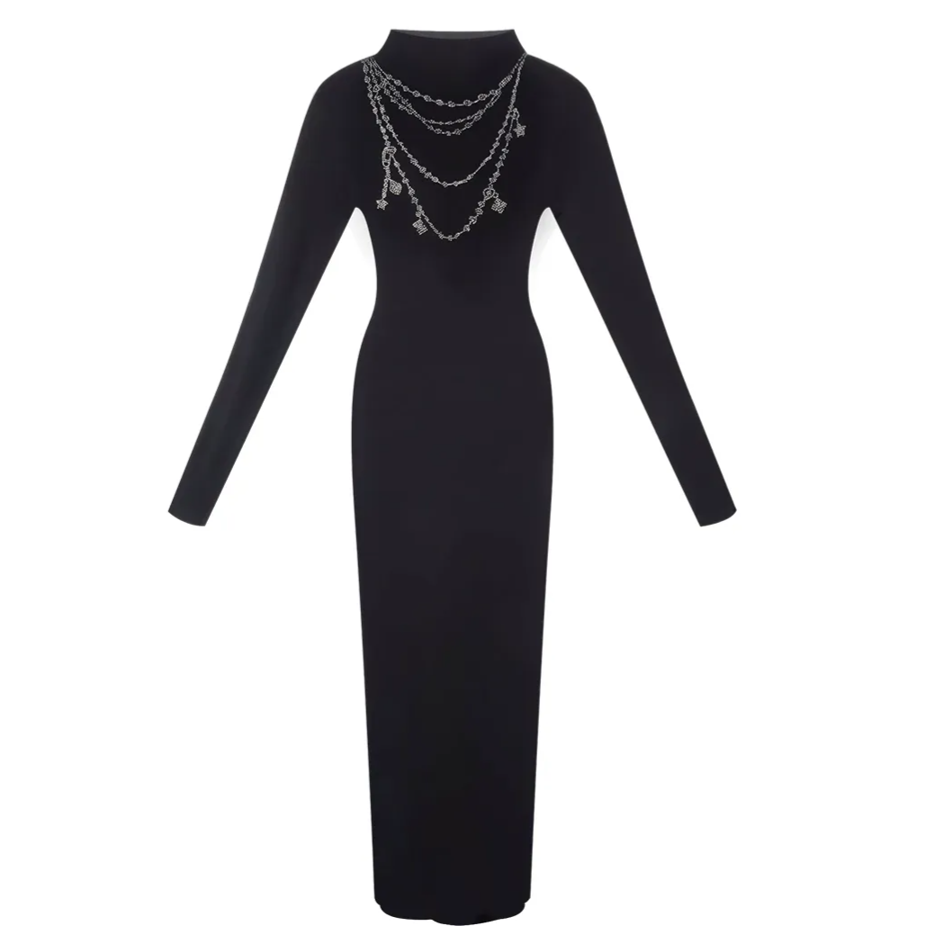 Rhinestone Slim Knit Dress