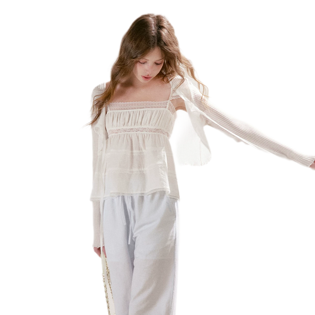Lyocell Ribbed Tie-Front Cardigan