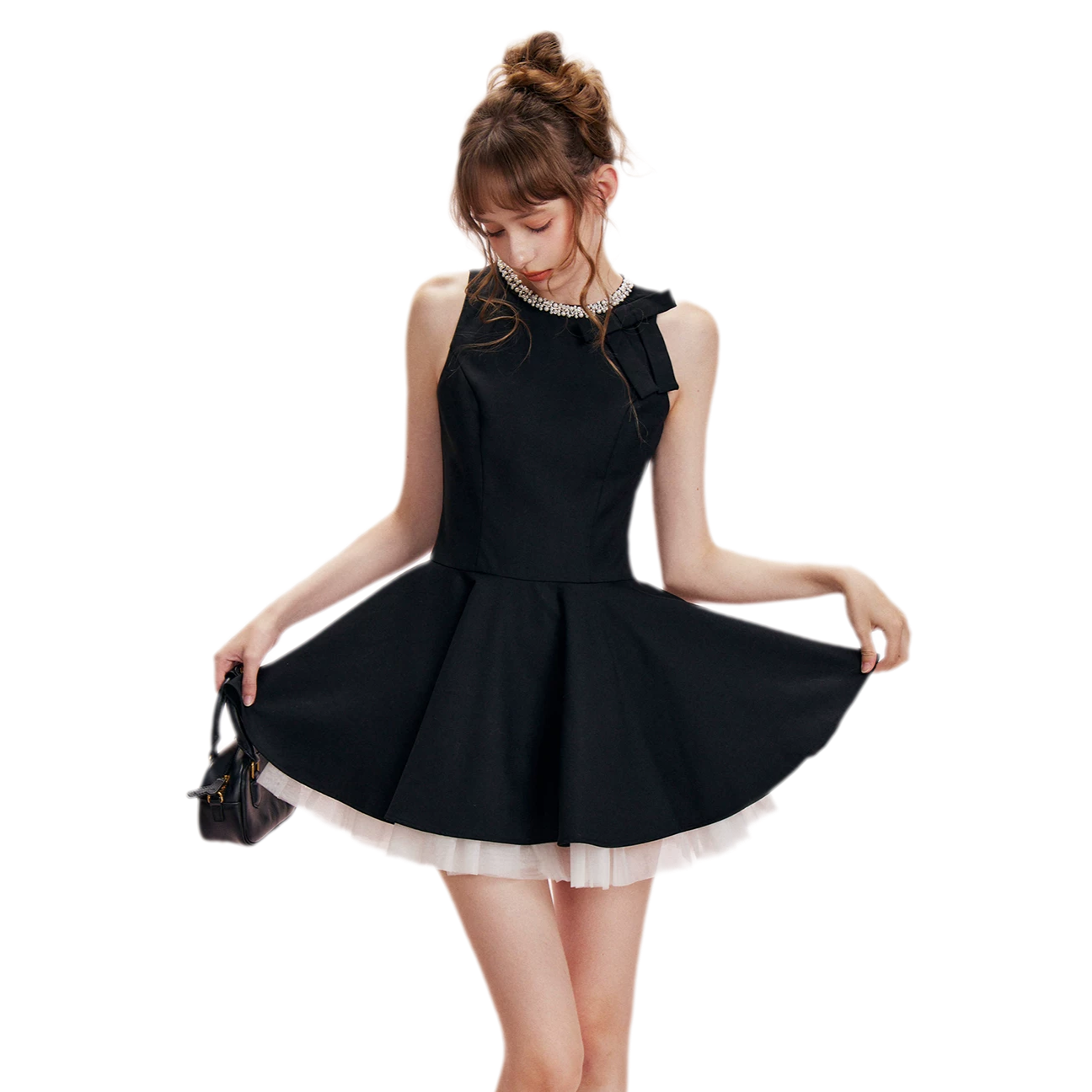 Beaded Bow A-Line Dress